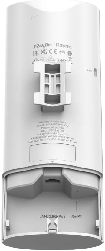 اکسس پوینت روتر ریجی RG-RAP72Pro-OD WiFi 7 مناسب فضای باز/داخلی | دارای استاندارد IP65 | سرعت 5011 مگابیت بر ثانیه | AI Mesh | پورت LAN 2.5G | قابلیت نصب روی دیوار و میله | دو بانده AX1800 | پوشش خرده فروشی و فضای باز اکسس پوینت روتر ریجی RG-RAP72Pro-OD WiFi 7 مناسب فضای باز/داخلی | دارای استاندارد IP65 | سرعت 5011 مگابیت بر ثانیه | AI Mesh | پورت LAN 2.5G | قابلیت نصب روی دیوار و میله | دو بانده AX1800 | پوشش خرده فروشی و فضای باز