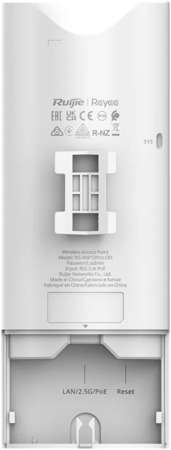 اکسس پوینت روتر ریجی RG-RAP72Pro-OD WiFi 7 مناسب فضای باز/داخلی | دارای استاندارد IP65 | سرعت 5011 مگابیت بر ثانیه | AI Mesh | پورت LAN 2.5G | قابلیت نصب روی دیوار و میله | دو بانده AX1800 | پوشش خرده فروشی و فضای باز اکسس پوینت روتر ریجی RG-RAP72Pro-OD WiFi 7 مناسب فضای باز/داخلی | دارای استاندارد IP65 | سرعت 5011 مگابیت بر ثانیه | AI Mesh | پورت LAN 2.5G | قابلیت نصب روی دیوار و میله | دو بانده AX1800 | پوشش خرده فروشی و فضای باز