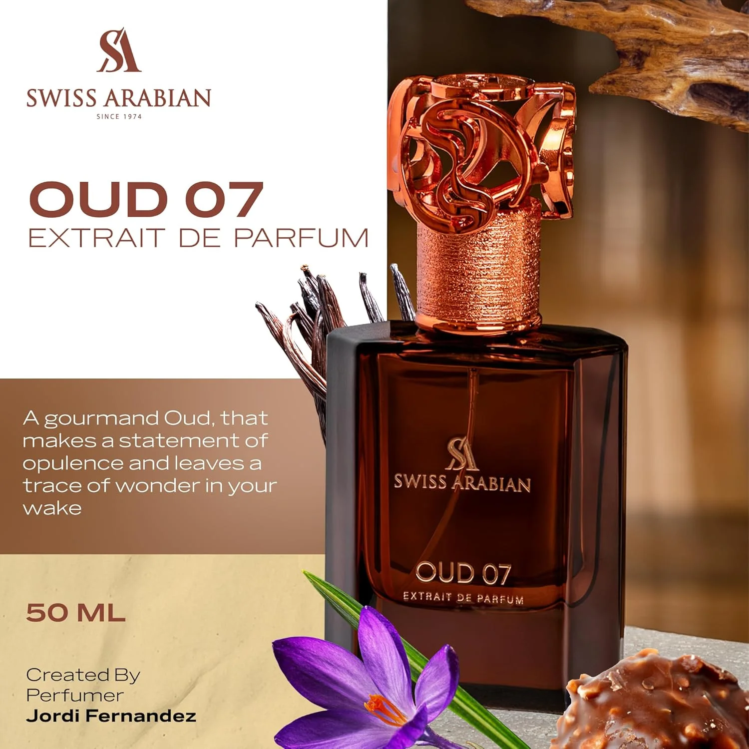 عطر سوییس عربین عود 07 اکستریت د پرفیوم، 50 میلی لیتر، عطر با کیفیت عالی، رایحه униsex، عود، گورمند، عطر ترکیبی لوکس برای زنان و مردان