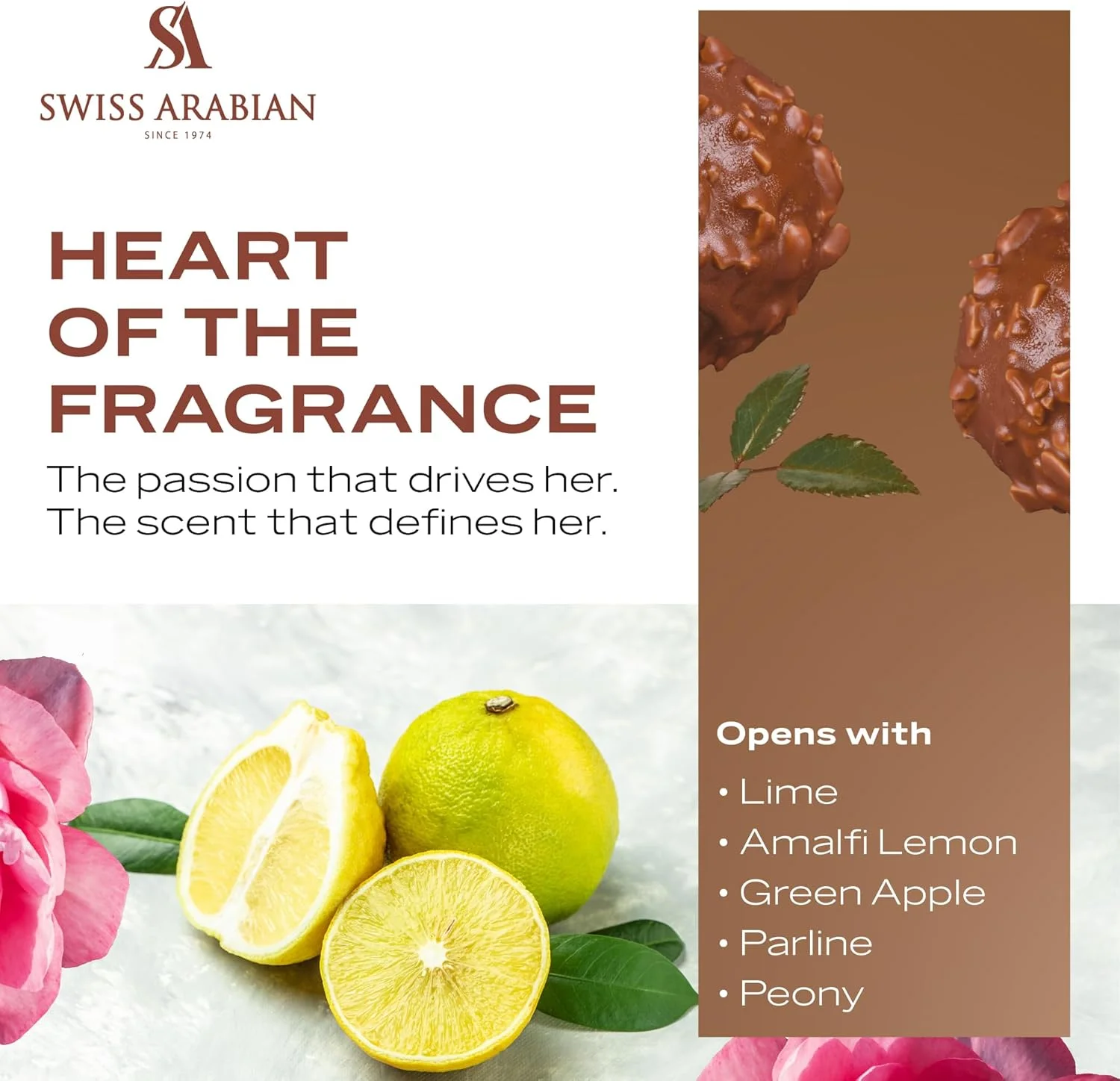ادو پرفیوم زنانه شغف از Swiss Arabian، ۷۵ میلی لیتر، عطر با کیفیت عالی، عطر زنانه، مرکباتی، میوه ای، عطرهای ترکیبی لوکس برای زنان