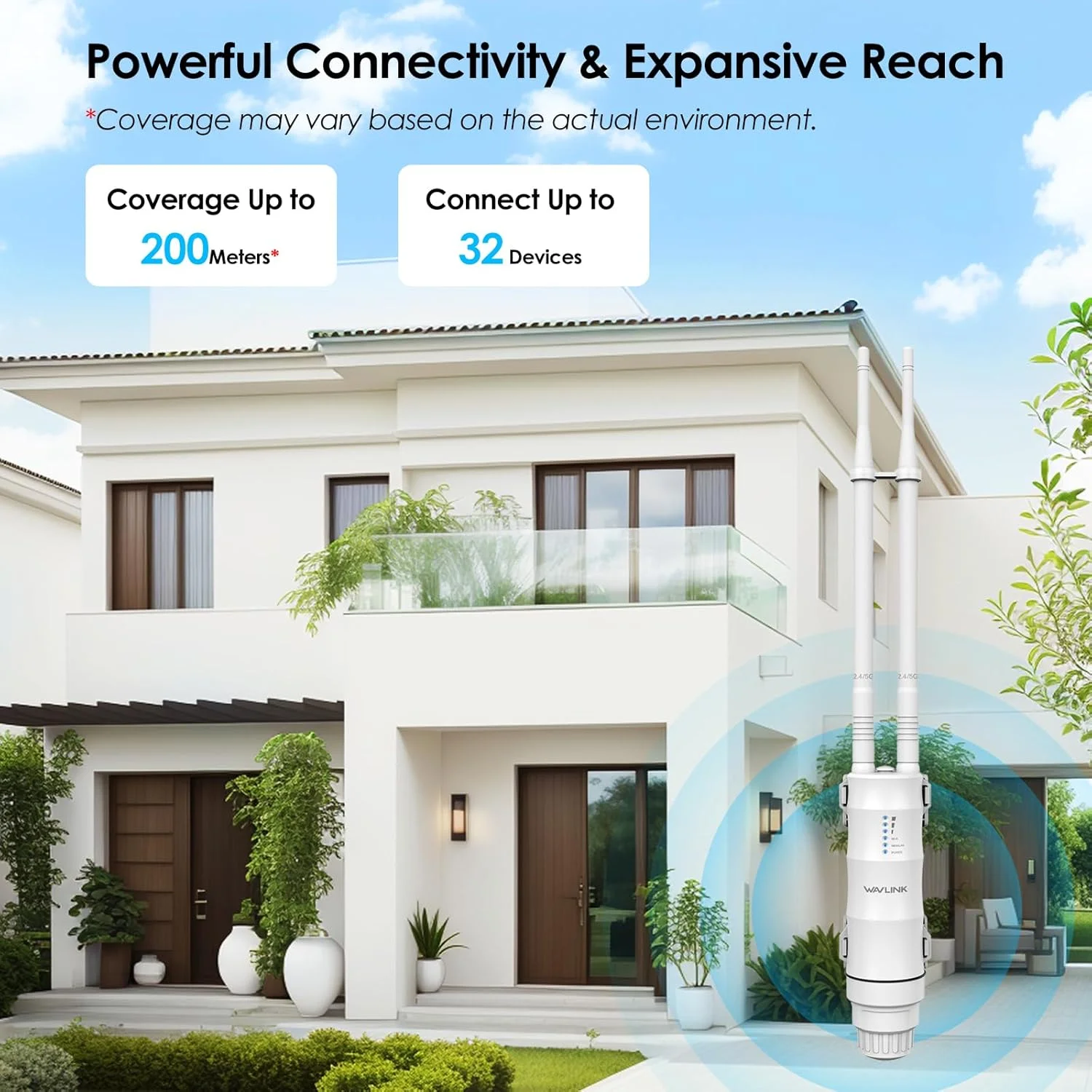 اکستندر/اکسس پوینت/تقویت کننده/روتر وای فای برد بلند بیرونی ضد آب AC1200 WAVLINK، وای فای دو بانده 2.4G 300Mbps + 5G 867Mbps با 2 آنتن 7dBi با بهره بالا، PoE فعال/غیرفعال اکستندر/اکسس پوینت/تقویت کننده/روتر وای فای برد بلند بیرونی ضد آب AC1200 WAVLINK، وای فای دو بانده 2.4G 300Mbps + 5G 867Mbps با 2 آنتن 7dBi با بهره بالا، PoE فعال/غیرفعال