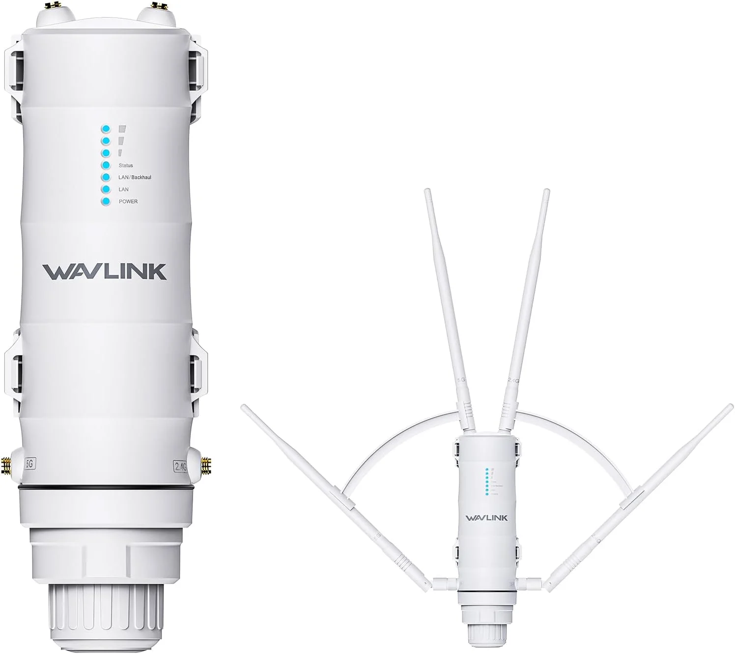 تقویت کننده/اکسس پوینت بی سیم وای فای دوربرد و ضد آب WAVLINK AC1200 مناسب فضای باز با POE غیرفعال، دو باند 2.4G+5G، دارای 4 آنتن Omni Directional 7dBi، پشتیبانی از حالت های روتر/AP/تکرار کننده/مش