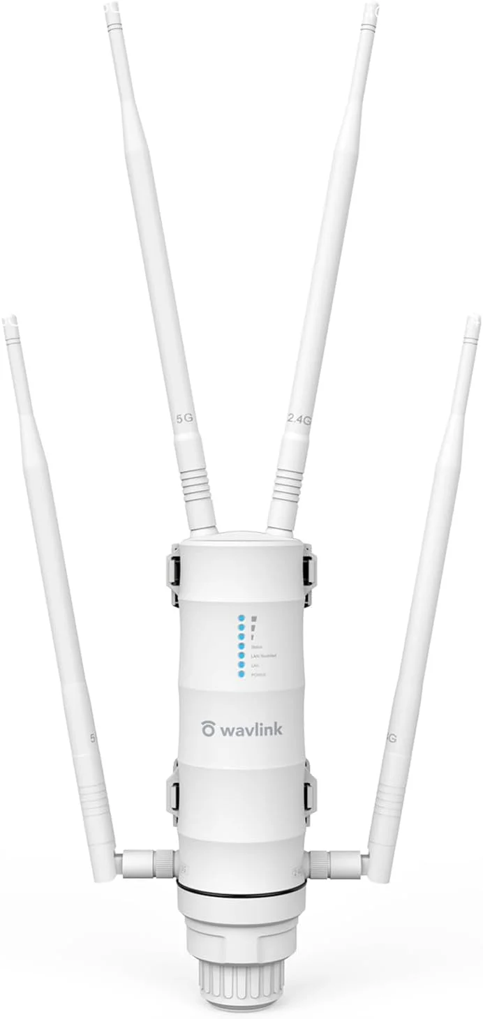 اکستندر/اکسس پوینت/روتر وایرلس پرقدرت AC1200 WAVLINK مناسب فضای باز، ضد آب و هوا، با برد بلند وای فای، دارای POE پسیو، دو بانده 2.4+5G، پورت گیگابیتی، بدون نقاط کور وای فای برای کار از خانه