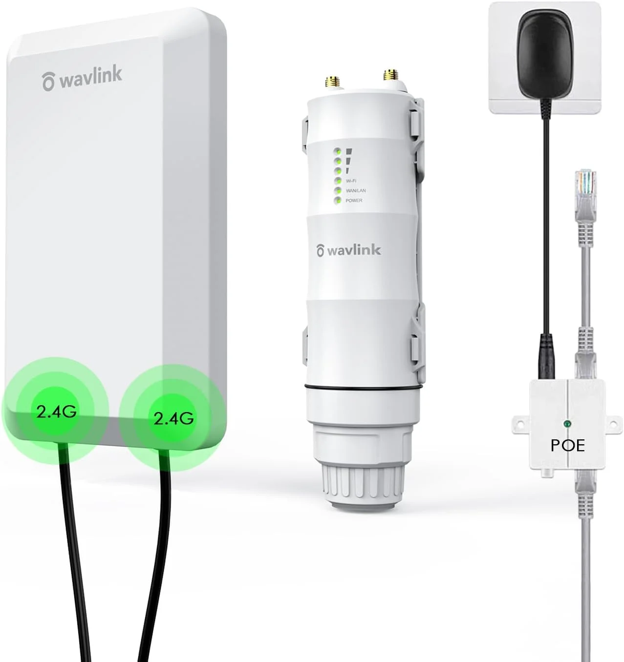 اکسس پوینت بی سیم بیرونی WAVLINK N300 با قابلیت PoE، ضد آب، افزایش دهنده برد وای فای بیرونی با برد بلند با حالت های AP/Router/Repeater، آنتن های جهت دار 11 dBi
