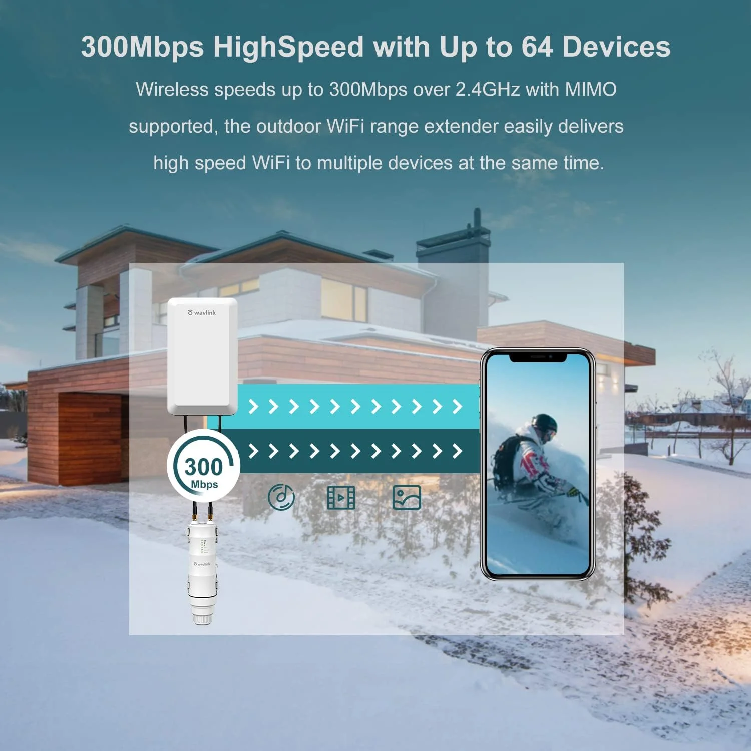 اکسس پوینت بی سیم بیرونی WAVLINK N300 با قابلیت PoE، ضد آب، افزایش دهنده برد وای فای بیرونی با برد بلند با حالت های AP/Router/Repeater، آنتن های جهت دار 11 dBi اکسس پوینت بی سیم بیرونی WAVLINK N300 با قابلیت PoE، ضد آب، افزایش دهنده برد وای فای بیرونی با برد بلند با حالت های AP/Router/Repeater، آنتن های جهت دار 11 dBi