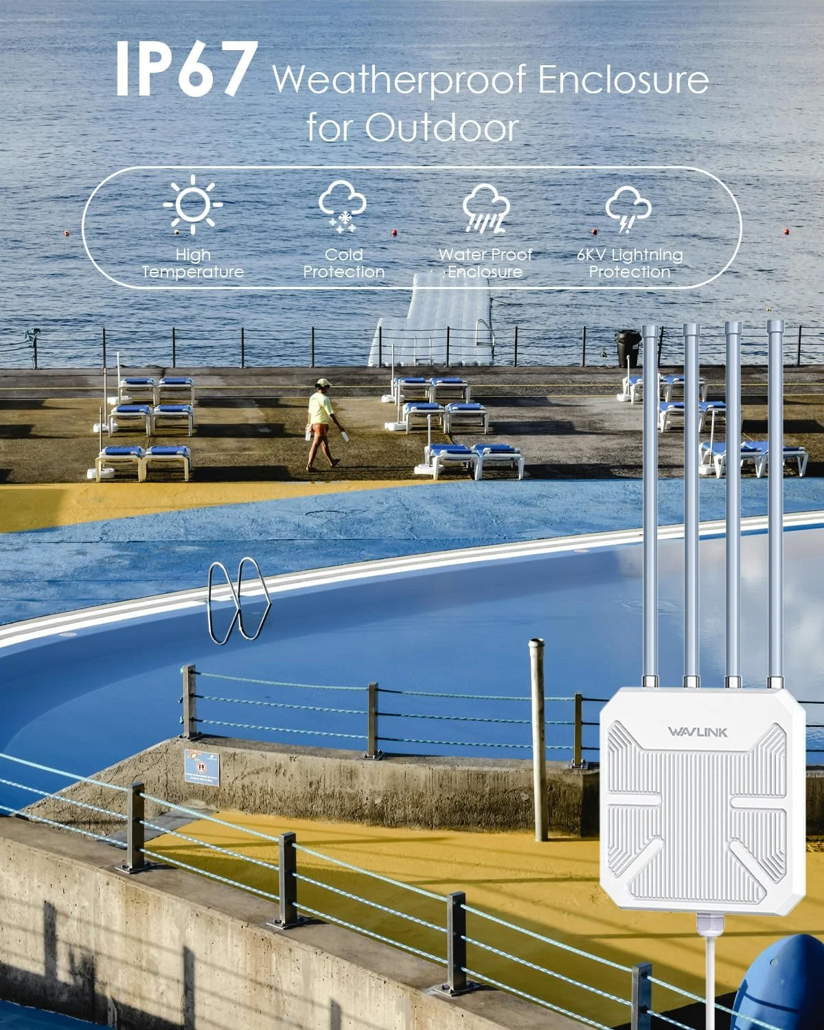 اکسس پوینت بی سیم بیرونی WAVLINK AX3000 WiFi 6، وای فای برد بلند بیرونی با دو باند/PoE/IP67/توان 600mW/تا 256 دستگاه برای مهمانی ها، گردهمایی های تجاری سازگار با استارلینک اکسس پوینت بی سیم بیرونی WAVLINK AX3000 WiFi 6، وای فای برد بلند بیرونی با دو باند/PoE/IP67/توان 600mW/تا 256 دستگاه برای مهمانی ها، گردهمایی های تجاری سازگار با استارلینک