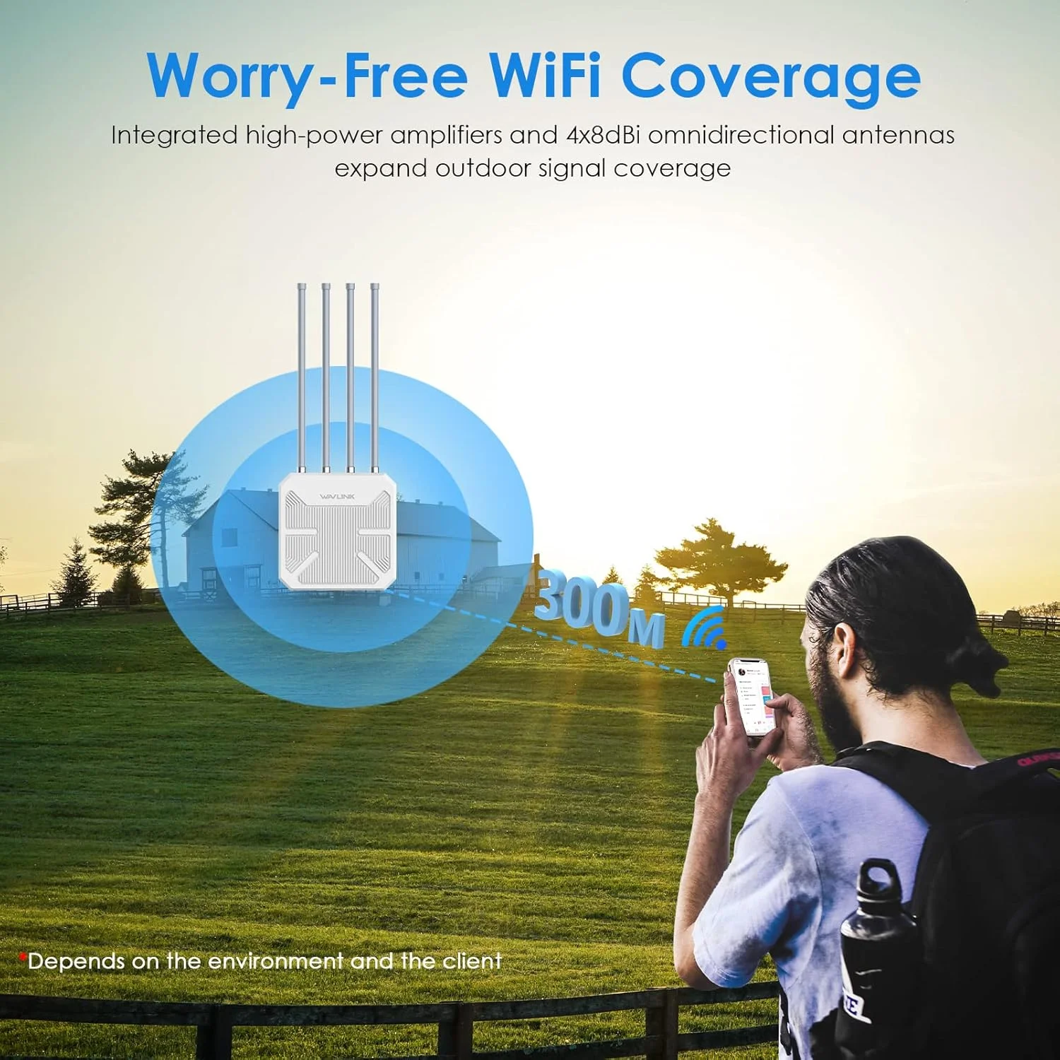 تقویت کننده وای فای بیرونی WAVLINK، اکسس پوینت/تکرار کننده/روتر بی سیم بیرونی WiFi6، دو بانده 2.4G+5G AX1800 Mesh با PoE/4x8dBi آنتن/محفظه ضد آب IP67 تقویت کننده وای فای بیرونی WAVLINK، اکسس پوینت/تکرار کننده/روتر بی سیم بیرونی WiFi6، دو بانده 2.4G+5G AX1800 Mesh با PoE/4x8dBi آنتن/محفظه ضد آب IP67