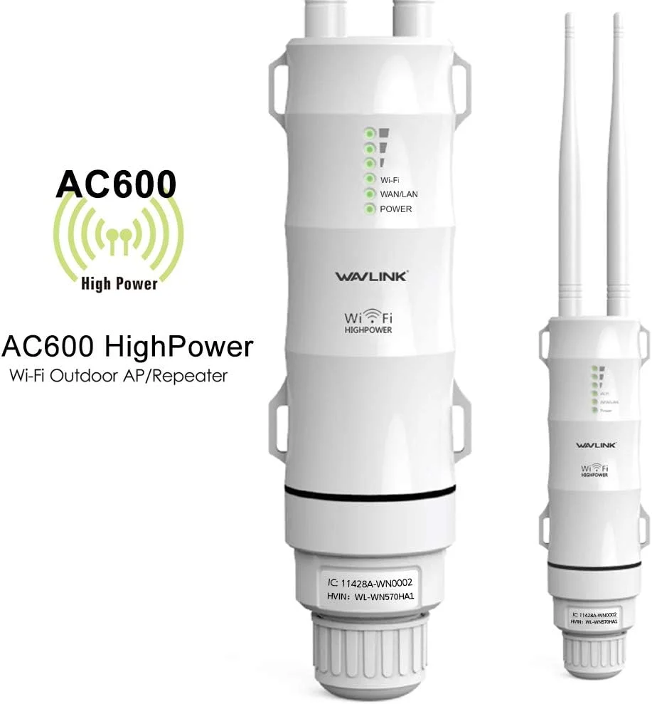 تقویت کننده وای فای بیرونی ضد آب WAVLINK AC600، دو باند 2.4 گیگاهرتز و 5 گیگاهرتز، تقویت کننده و توسعه دهنده سیگنال اینترنت بی سیم دوربرد و حالت روتر/AP/تکرار کننده/WISP با POE، بدون نقاط کور وای فای برای خانه تقویت کننده وای فای بیرونی ضد آب WAVLINK AC600، دو باند 2.4 گیگاهرتز و 5 گیگاهرتز، تقویت کننده و توسعه دهنده سیگنال اینترنت بی سیم دوربرد و حالت روتر/AP/تکرار کننده/WISP با POE، بدون نقاط کور وای فای برای خانه