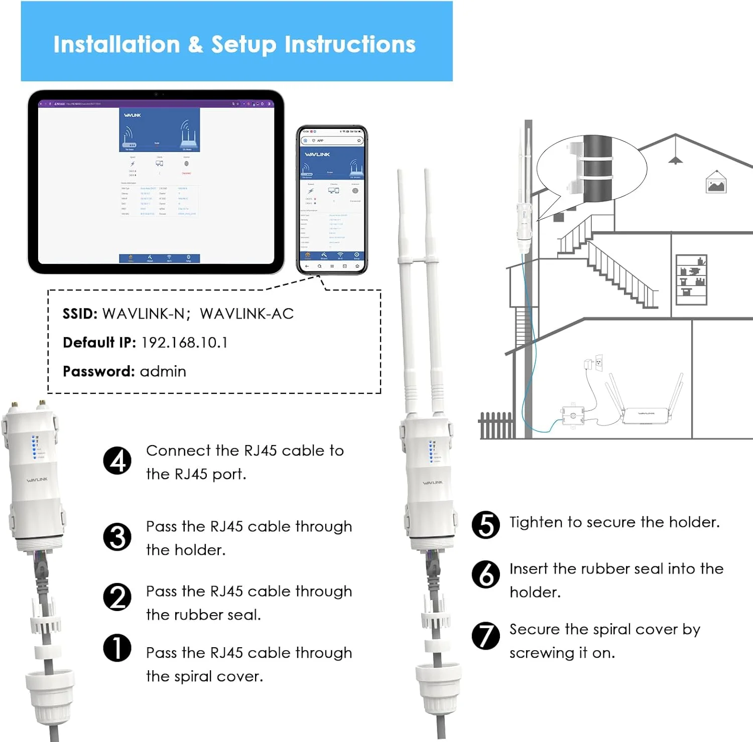 اکسس پوینت وای فای فضای باز WAVLINK، توسعه دهنده روتر وای فای، روتر/AP/توسعه دهنده محدوده وای فای بی سیم دو بانده AC600 با توان بالا 2.4+5G ضد آب 3 در 1 با PoE برای حیاط، RV، کمپینگ اکسس پوینت وای فای فضای باز WAVLINK، توسعه دهنده روتر وای فای، روتر/AP/توسعه دهنده محدوده وای فای بی سیم دو بانده AC600 با توان بالا 2.4+5G ضد آب 3 در 1 با PoE برای حیاط، RV، کمپینگ
