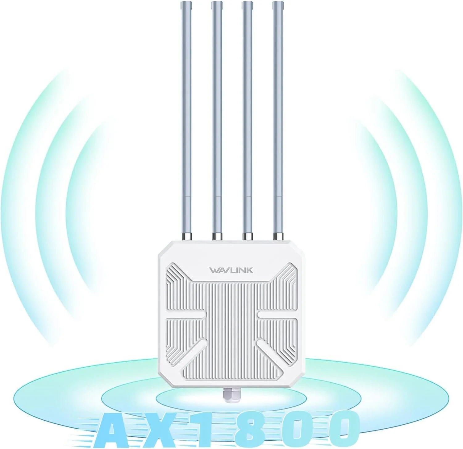 تقویت کننده وای فای 6 بیرونی WAVLINK AX1800، نقطه دسترسی بیرونی ضد آب IP67، تقویت کننده سیگنال وای فای برد بلند با توان بالا، 4 آنتن 8dBi، سازگار با Starlink برای مزرعه، حیاط، RV، کمپینگ