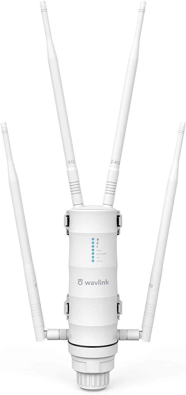 تقویت کننده وای فای بیرونی WAVLINK AC1200، برد بلند 2025 دو بانده 2.4 گیگاهرتز + 5 گیگاهرتز، نقطه دسترسی وای فای ضد آب با POE، تقویت کننده سیگنال پرقدرت، حالت روتر/AP/تکرار کننده، 4 آنتن 7dBi برای خانه و حیاط