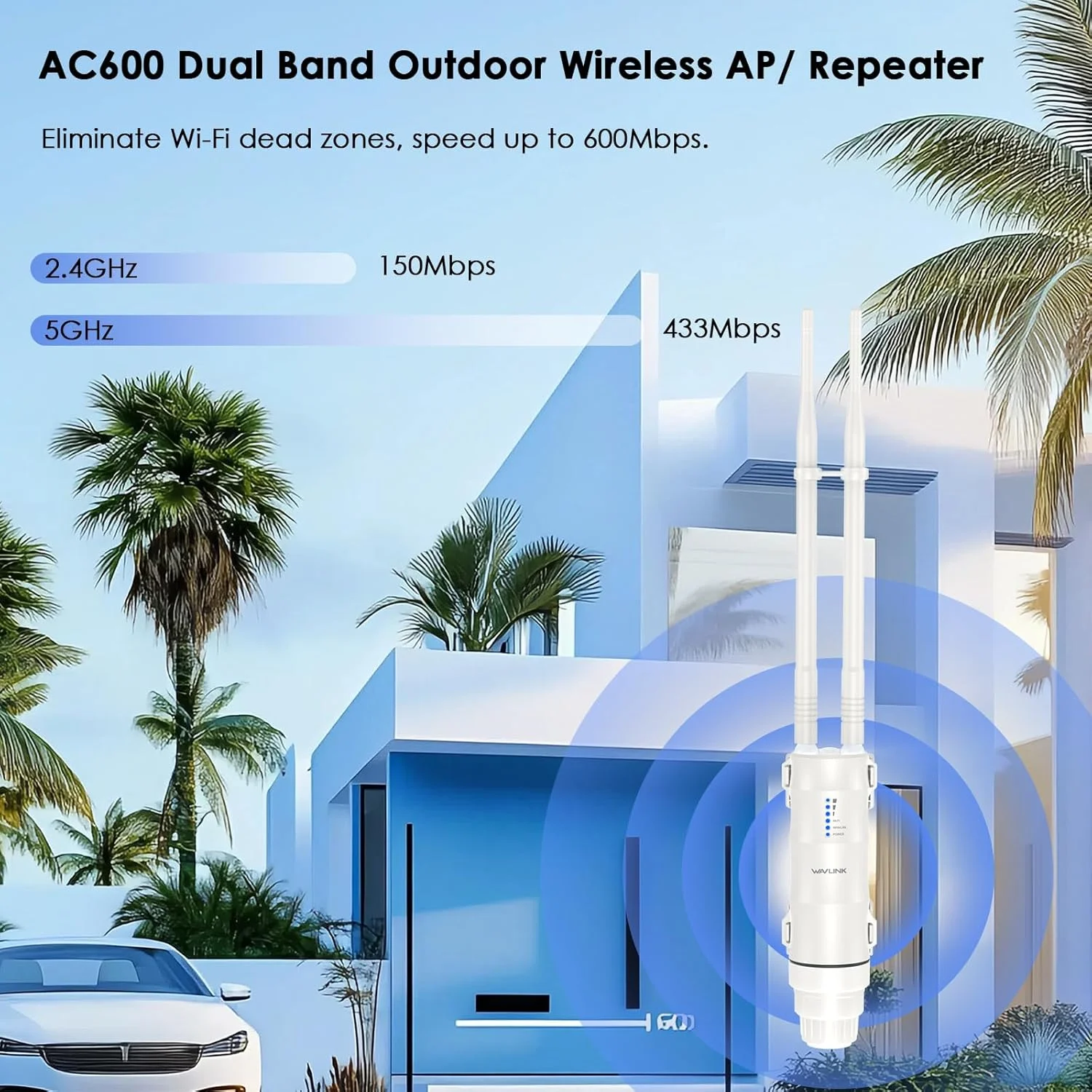 تقویت کننده WiFi بیرونی WAVLINK AC600، تقویت کننده WiFi دو بانده با برد بلند با PoE، ضد آب و هوا IP67، 2x7dBi آنتن جداشدنی، نقطه دسترسی WiFi بیرونی برای مزرعه، حیاط، کارخانه، اردوگاه، آلاچیق تقویت کننده WiFi بیرونی WAVLINK AC600، تقویت کننده WiFi دو بانده با برد بلند با PoE، ضد آب و هوا IP67، 2x7dBi آنتن جداشدنی، نقطه دسترسی WiFi بیرونی برای مزرعه، حیاط، کارخانه، اردوگاه، آلاچیق