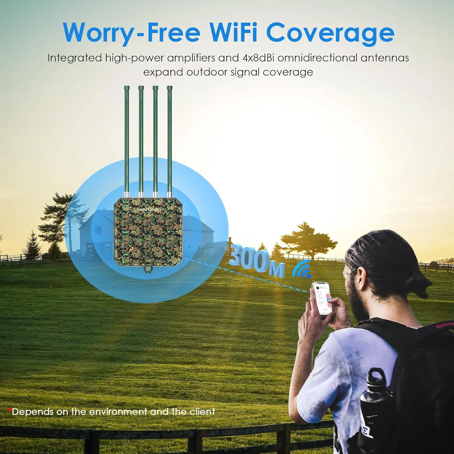 تقویت کننده وای فای 6 برد بلند بیرونی WAVLINK AX3000، اکسس پوینت بی سیم بیرونی وای فای 6، پشتیبانی از PoE فعال، 4 آنتن 8dBi، راه حل وای فای بیرونی، IP67، پشتیبانی تا 128 دستگاه برای مزرعه تقویت کننده وای فای 6 برد بلند بیرونی WAVLINK AX3000، اکسس پوینت بی سیم بیرونی وای فای 6، پشتیبانی از PoE فعال، 4 آنتن 8dBi، راه حل وای فای بیرونی، IP67، پشتیبانی تا 128 دستگاه برای مزرعه