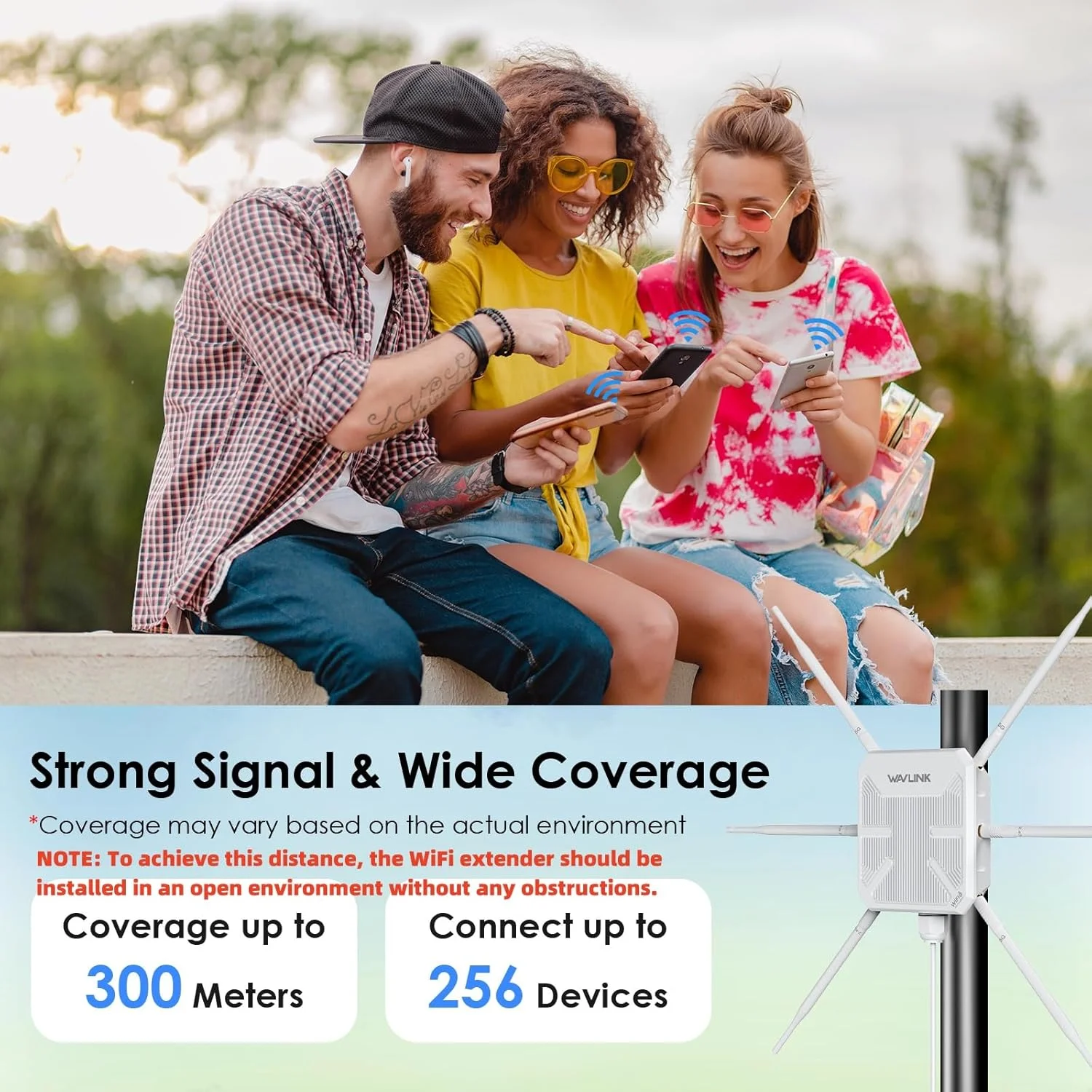 تقویت کننده وای فای بیرونی WAVLINK AX3000، اکسس پوینت/تکرار کننده وای فای 6 با دو باند/PoE/IP67 ضد آب/6 آنتن 7dBi، سازگار با Starlink، پشتیبانی از 256 دستگاه برای کمپینگ و حیاط بزرگ تقویت کننده وای فای بیرونی WAVLINK AX3000، اکسس پوینت/تکرار کننده وای فای 6 با دو باند/PoE/IP67 ضد آب/6 آنتن 7dBi، سازگار با Starlink، پشتیبانی از 256 دستگاه برای کمپینگ و حیاط بزرگ