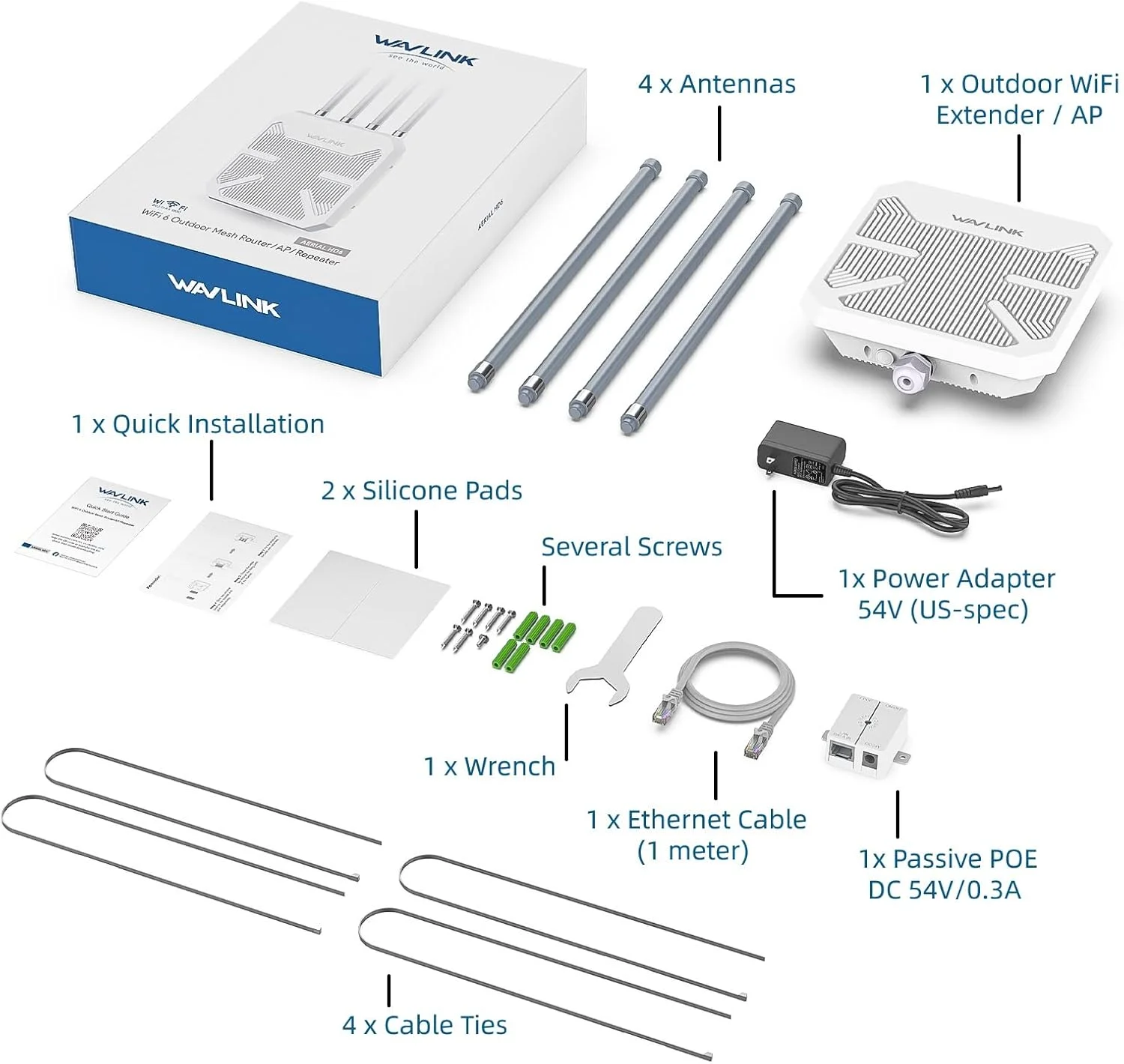 اکسس پوینت بیسیم وایفای 6 WAVLINK AX1800، توسعهدهنده وایفای فضای باز دو بانده با برد بلند، پشتیبانی از 128 دستگاه، ضد آب IP67، پشتیبانی از Mesh/AP/Repeater برای مزرعه، حیاط، RV، کمپینگ اکسس پوینت بیسیم وایفای 6 WAVLINK AX1800، توسعهدهنده وایفای فضای باز دو بانده با برد بلند، پشتیبانی از 128 دستگاه، ضد آب IP67، پشتیبانی از Mesh/AP/Repeater برای مزرعه، حیاط، RV، کمپینگ