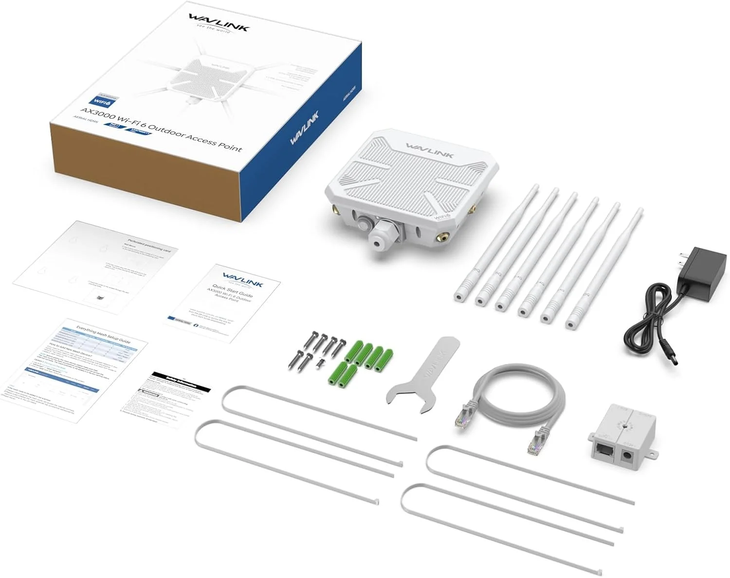 تقویت کننده وای فای بیرونی WAVLINK AX3000، اکسس پوینت/تکرار کننده وای فای 6 با دو باند/PoE/IP67 ضد آب/6 آنتن 7dBi، سازگار با Starlink، پشتیبانی از 256 دستگاه برای کمپینگ و حیاط بزرگ تقویت کننده وای فای بیرونی WAVLINK AX3000، اکسس پوینت/تکرار کننده وای فای 6 با دو باند/PoE/IP67 ضد آب/6 آنتن 7dBi، سازگار با Starlink، پشتیبانی از 256 دستگاه برای کمپینگ و حیاط بزرگ