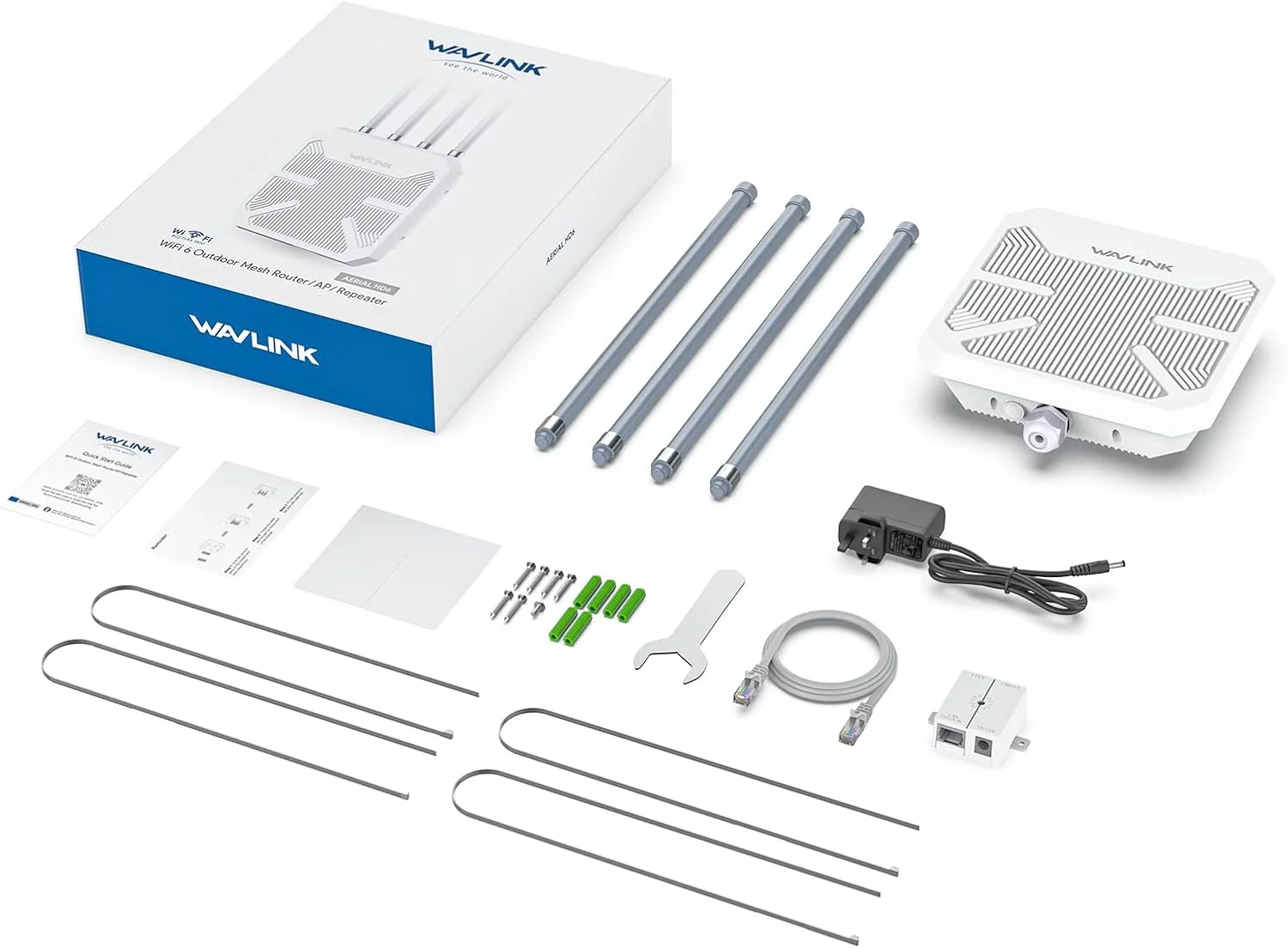 تقویت کننده وای فای 6 بیرونی WAVLINK AX1800، نقطه دسترسی بیرونی ضد آب IP67، تقویت کننده سیگنال وای فای برد بلند با توان بالا، 4 آنتن 8dBi، سازگار با Starlink برای مزرعه، حیاط، RV، کمپینگ تقویت کننده وای فای 6 بیرونی WAVLINK AX1800، نقطه دسترسی بیرونی ضد آب IP67، تقویت کننده سیگنال وای فای برد بلند با توان بالا، 4 آنتن 8dBi، سازگار با Starlink برای مزرعه، حیاط، RV، کمپینگ
