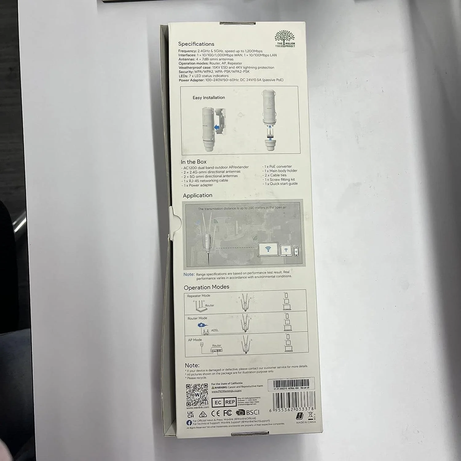 WAVLINK - AC1200 - اکسس پوینت بی سیم فضای باز، WLAN - 60m Poe - ضد آب و هوا - WLAN AP، دو باند 5G + 2.4G - WLAN (572HG3) WAVLINK - AC1200 - اکسس پوینت بی سیم فضای باز، WLAN - 60m Poe - ضد آب و هوا - WLAN AP، دو باند 5G + 2.4G - WLAN (572HG3)