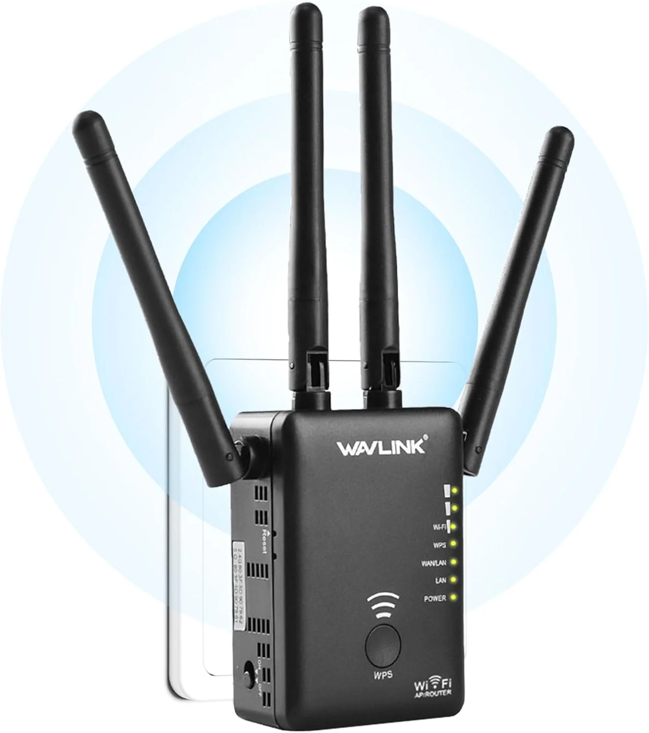 تقویت کننده/تکرار کننده/اکسس پوینت/روتر وای فای دو بانده AC1200 WAVLINK با پورت اترنت گیگابیتی و 4 آنتن با بهره بالا، تقویت کننده وای فای 1200 مگابیت بر ثانیه WPS برای دفتر خانه