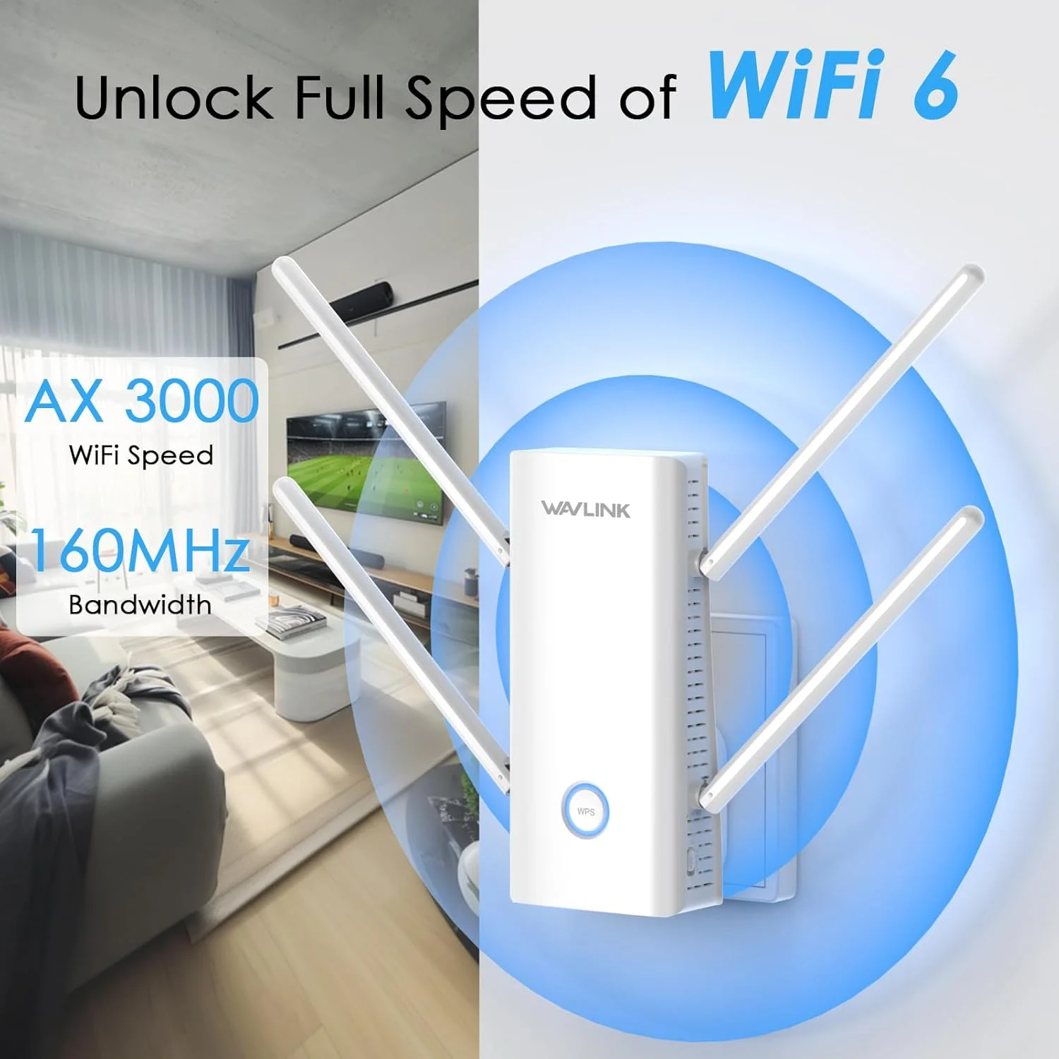 تقویت کننده سیگنال وای فای 6 WAVLINK AX3000 برای خانه، تکرار کننده دو بانده 3000 مگابیت بر ثانیه (5 گیگاهرتز/2.4 گیگاهرتز) با پورت اترنت گیگابیتی، نقطه دسترسی، راه اندازی با 1 ضربه تقویت کننده سیگنال وای فای 6 WAVLINK AX3000 برای خانه، تکرار کننده دو بانده 3000 مگابیت بر ثانیه (5 گیگاهرتز/2.4 گیگاهرتز) با پورت اترنت گیگابیتی، نقطه دسترسی، راه اندازی با 1 ضربه