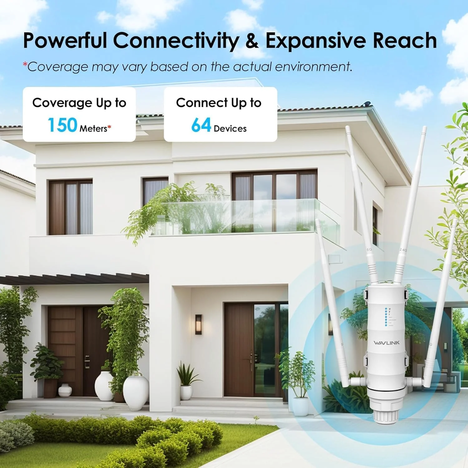 تقویت کننده وای فای بیرونی WAVLINK AC1200 با پورت های گیگابیتی برای اینترنت بی سیم پرسرعت، 4 آنتن 7dBi، تغذیه POE، ضد آب، دو باند 2.4 گیگاهرتز و 5.8 گیگاهرتز، پشتیبانی از حالت AP/Router/Repeater تقویت کننده وای فای بیرونی WAVLINK AC1200 با پورت های گیگابیتی برای اینترنت بی سیم پرسرعت، 4 آنتن 7dBi، تغذیه POE، ضد آب، دو باند 2.4 گیگاهرتز و 5.8 گیگاهرتز، پشتیبانی از حالت AP/Router/Repeater