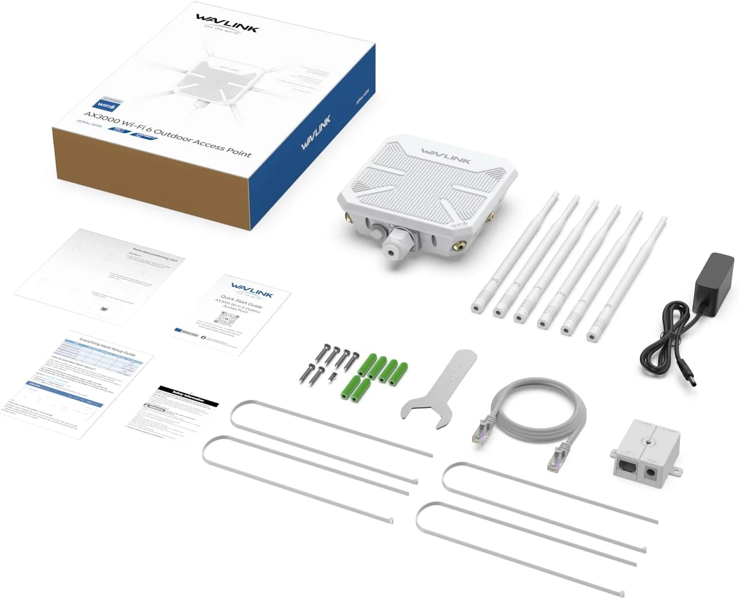 اکسس پوینت بیرونی وای فای 6 WAVLINK AX3000 با PoE، توسعه دهنده مش وای فای بیرونی دوربرد دو بانده 2.4G+5G 2024، دارای 6 آنتن پرقدرت 7dBi، ضد آب و هوا IP67، تقویت کننده سیگنال وای فای اکسس پوینت بیرونی وای فای 6 WAVLINK AX3000 با PoE، توسعه دهنده مش وای فای بیرونی دوربرد دو بانده 2.4G+5G 2024، دارای 6 آنتن پرقدرت 7dBi، ضد آب و هوا IP67، تقویت کننده سیگنال وای فای