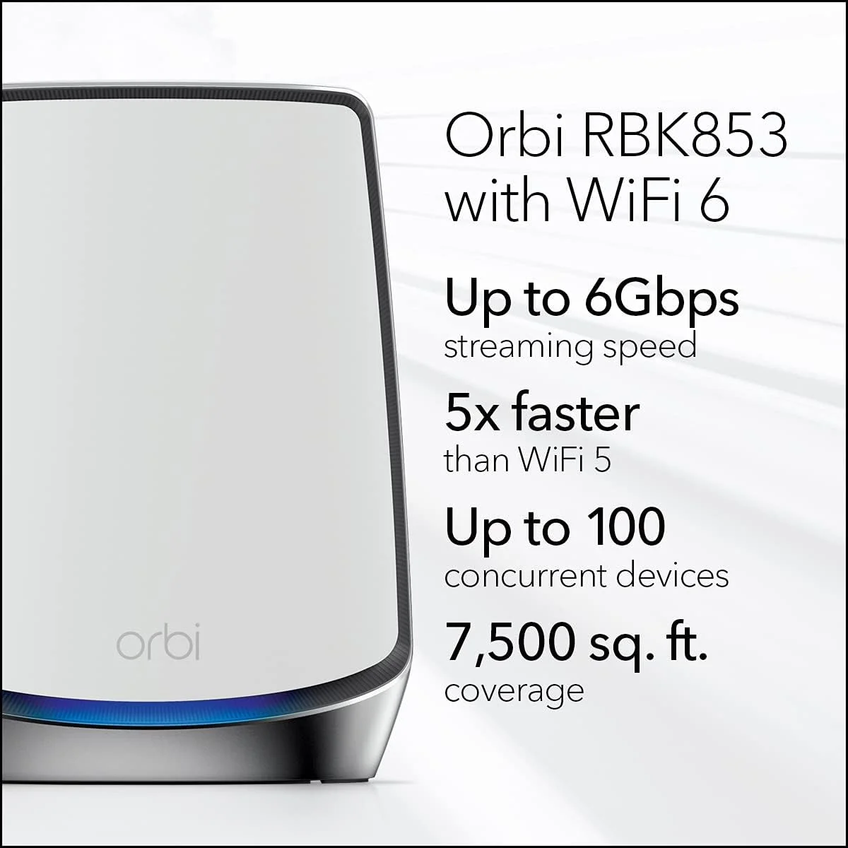 سیستم وای-فای 6 مش سه بانده NETGEAR Orbi Whole Home (RBK853) - روتر با 2 توسعه دهنده ماهواره ای، پوشش تا 7500 فوت مربع، 100 دستگاه، AX6000 (تا 6 گیگابیت بر ثانیه) سیستم وای-فای 6 مش سه بانده NETGEAR Orbi Whole Home (RBK853) - روتر با 2 توسعه دهنده ماهواره ای، پوشش تا 7500 فوت مربع، 100 دستگاه، AX6000 (تا 6 گیگابیت بر ثانیه)