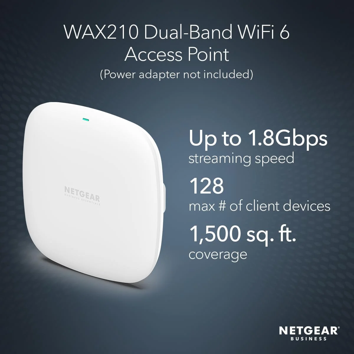 اکسس پوینت بیسیم NETGEAR (WAX210) - وای فای 6 دو بانده با سرعت AX1800 | 1 اتصال شبکه PoE 1G | تا 128 دستگاه | 802.11ax | WPA3 | تا 4 شبکه SSID، بدون منبع تغذیه اکسس پوینت بیسیم NETGEAR (WAX210) - وای فای 6 دو بانده با سرعت AX1800 | 1 اتصال شبکه PoE 1G | تا 128 دستگاه | 802.11ax | WPA3 | تا 4 شبکه SSID، بدون منبع تغذیه