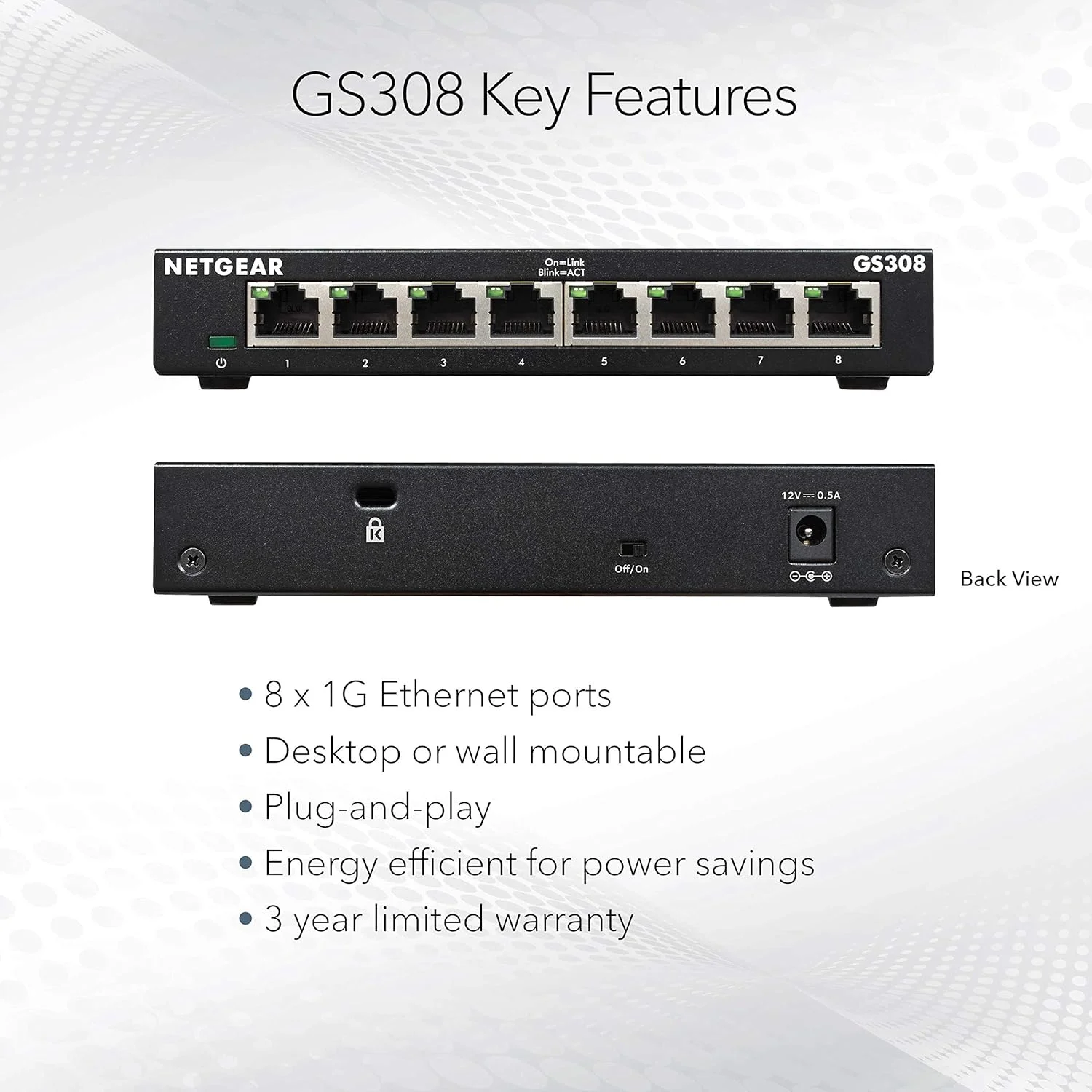 سوئیچ گیگابیتی 8 پورت NETGEAR GS308، هاب، اسپلیتر اینترنت، رومیزی، فلزی مستحکم، بدون فن، پلاگ اند پلی سوئیچ گیگابیتی 8 پورت NETGEAR GS308، هاب، اسپلیتر اینترنت، رومیزی، فلزی مستحکم، بدون فن، پلاگ اند پلی