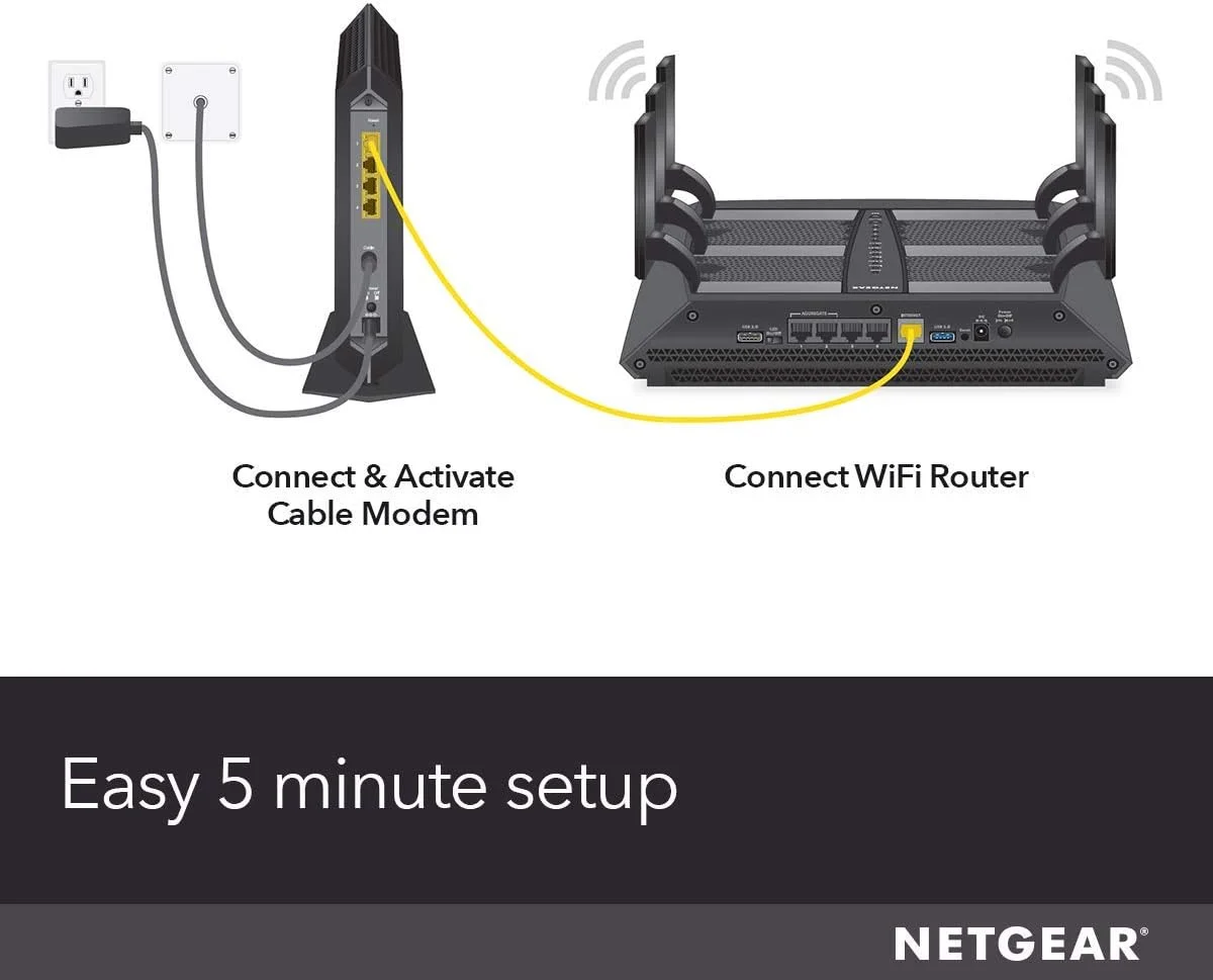 مودم کابلی NETGEAR Nighthawk CM1200 - سازگار با تمام ارائه دهندگان کابل از جمله Xfinity توسط Comcast، Spectrum، Cox | برای طرح های کابلی تا 2 گیگابیت | 4 پورت اترنت 1G | DOCSIS 3.1، مشکی مودم کابلی NETGEAR Nighthawk CM1200 - سازگار با تمام ارائه دهندگان کابل از جمله Xfinity توسط Comcast، Spectrum، Cox | برای طرح های کابلی تا 2 گیگابیت | 4 پورت اترنت 1G | DOCSIS 3.1، مشکی