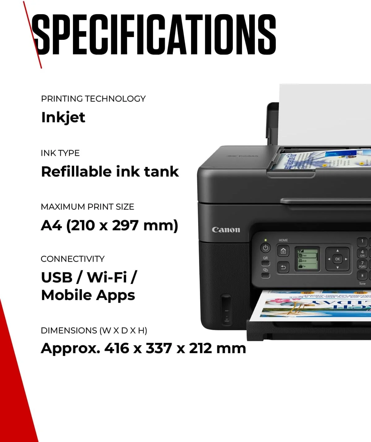 پرینتر جوهرافشان چندکاره رنگی بیسیم کانن PIXMA G4570 با مخزن بزرگ قابل شارژ - چاپ A4، کپی، اسکن، فکس - Wi-Fi، اتصال ابری - ظرفیت 100 برگه، ADF - سازگار با Mac، Windows، Chrome پرینتر جوهرافشان چندکاره رنگی بیسیم کانن PIXMA G4570 با مخزن بزرگ قابل شارژ - چاپ A4، کپی، اسکن، فکس - Wi-Fi، اتصال ابری - ظرفیت 100 برگه، ADF - سازگار با Mac، Windows، Chrome