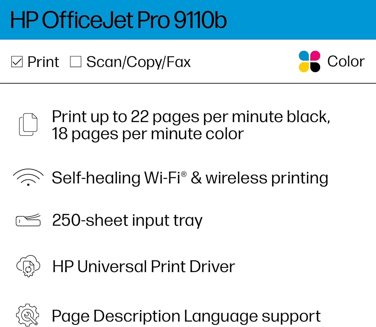 پرینتر جوهرافشان رنگی بی سیم HP OfficeJet Pro 9110b، چاپ، چاپ دورو، بهترین برای دفتر کار (5A0S1A) پرینتر جوهرافشان رنگی بی سیم HP OfficeJet Pro 9110b، چاپ، چاپ دورو، بهترین برای دفتر کار (5A0S1A)