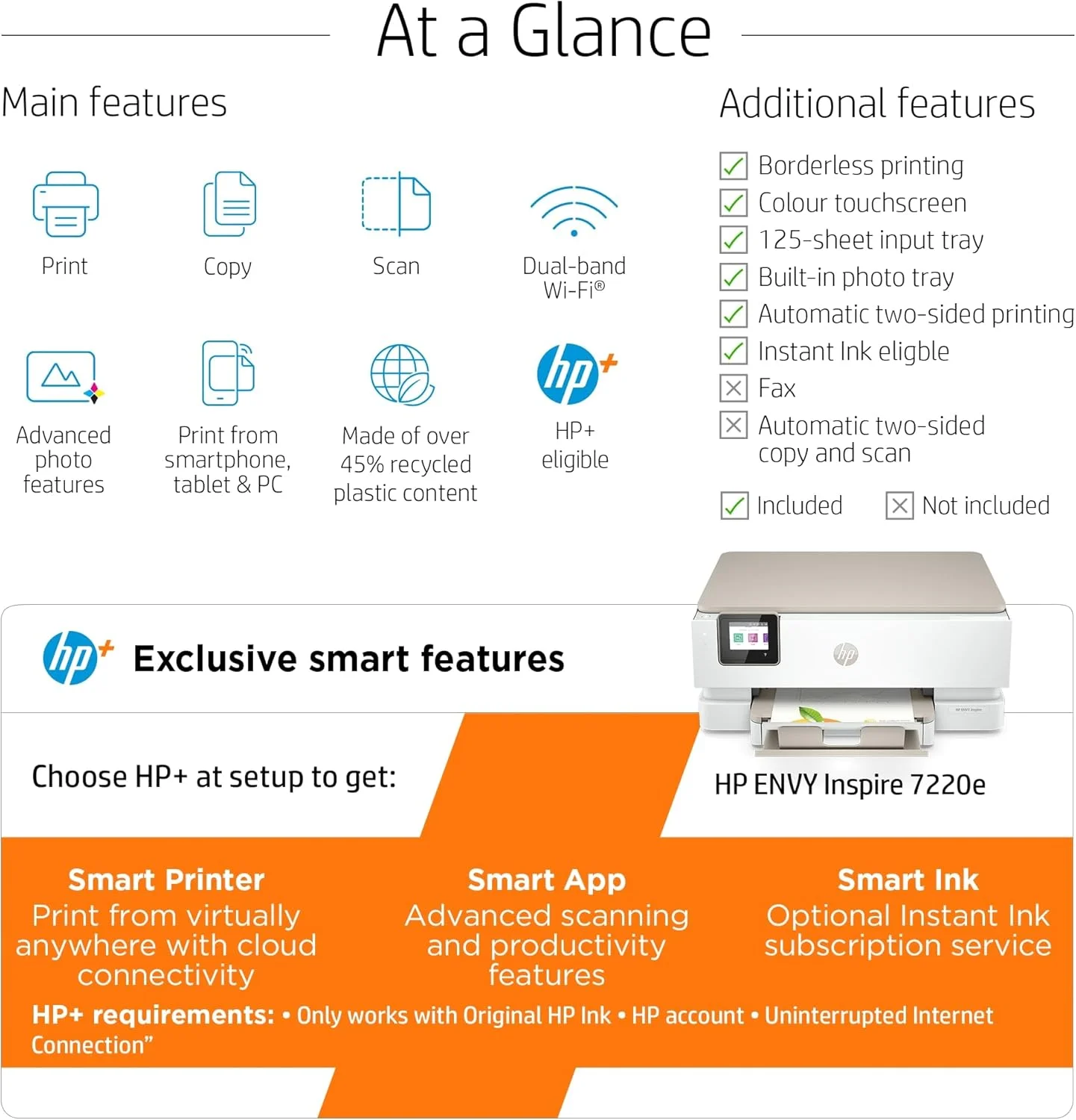 پرینتر رنگی بیسیم چندکاره HP ENVY Inspire 7220e با 6 ماه اشتراک Instant Ink به همراه HP+، سفید، تک سایز پرینتر رنگی بیسیم چندکاره HP ENVY Inspire 7220e با 6 ماه اشتراک Instant Ink به همراه HP+، سفید، تک سایز