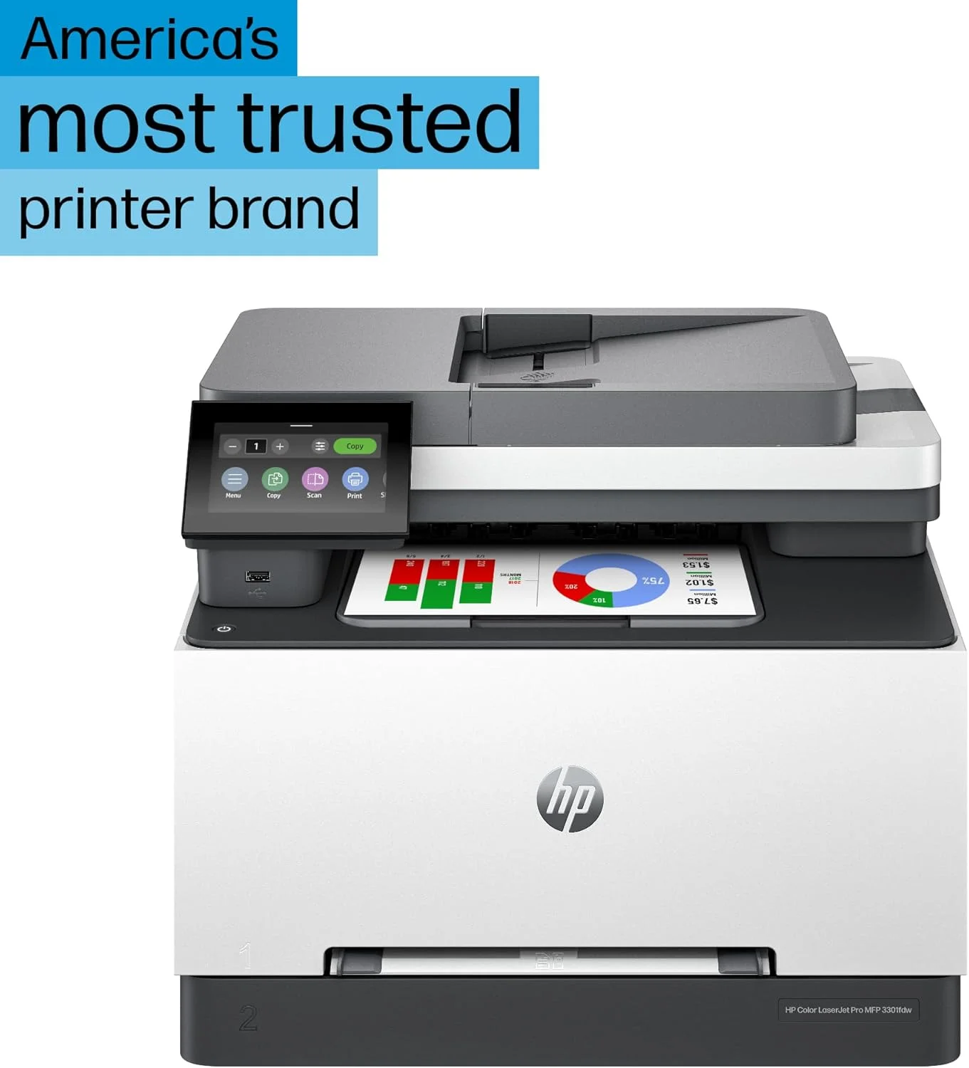 پرینتر لیزری رنگی چندکاره HP Color LaserJet Pro MFP 3301fdw، پرینتر اداری، اسکنر، کپی، فکس، ADF، دورو، بهترین برای دفتر کار (499Q5F) پرینتر لیزری رنگی چندکاره HP Color LaserJet Pro MFP 3301fdw، پرینتر اداری، اسکنر، کپی، فکس، ADF، دورو، بهترین برای دفتر کار (499Q5F)