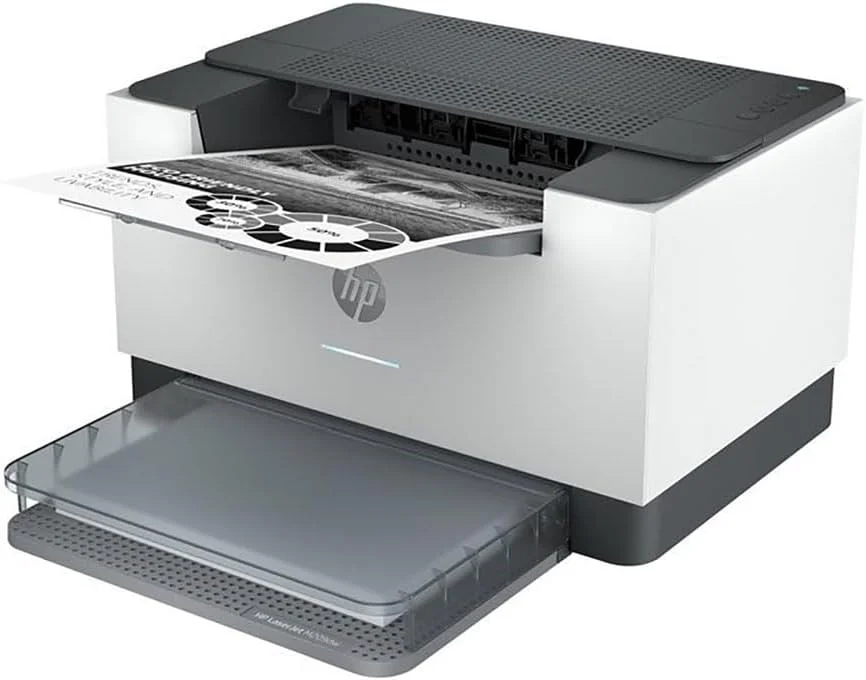 پرینتر تک کاره لیزری اچ پی LaserJet M209dw مدل 6GW62F، سایز A4، چاپ دوروی اتوماتیک، سیاه و سفید، سرعت 29 صفحه در دقیقه، USB، Wi-Fi، Ethernet، HP Smart، بدون فکس، بدون ADF، نمایشگر LCD آیکون دار، خاکستری