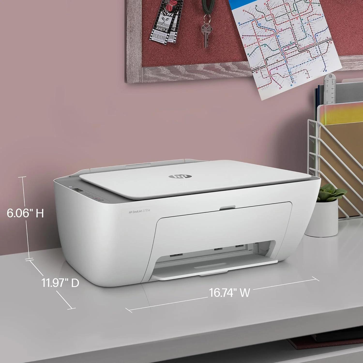 پرینتر جوهرافشان رنگی بی سیم HP DeskJet 2755e، چاپ، اسکن، کپی، راه اندازی آسان، چاپ موبایل، بهترین برای خانه، 3 ماه اشتراک Instant Ink، سفید پرینتر جوهرافشان رنگی بی سیم HP DeskJet 2755e، چاپ، اسکن، کپی، راه اندازی آسان، چاپ موبایل، بهترین برای خانه، 3 ماه اشتراک Instant Ink، سفید