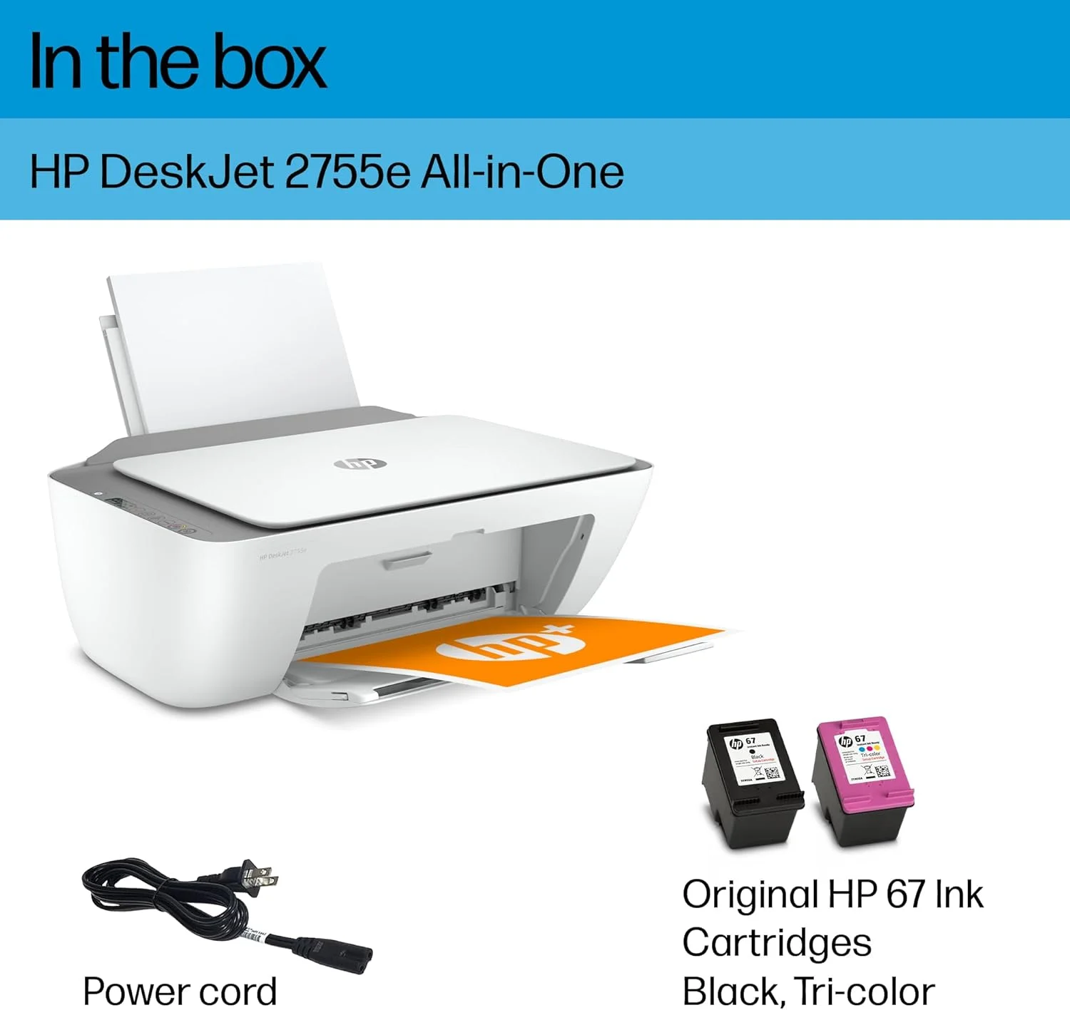 پرینتر جوهرافشان رنگی بی سیم HP DeskJet 2755e، چاپ، اسکن، کپی، راه اندازی آسان، چاپ موبایل، بهترین برای خانه، 3 ماه اشتراک Instant Ink، سفید پرینتر جوهرافشان رنگی بی سیم HP DeskJet 2755e، چاپ، اسکن، کپی، راه اندازی آسان، چاپ موبایل، بهترین برای خانه، 3 ماه اشتراک Instant Ink، سفید