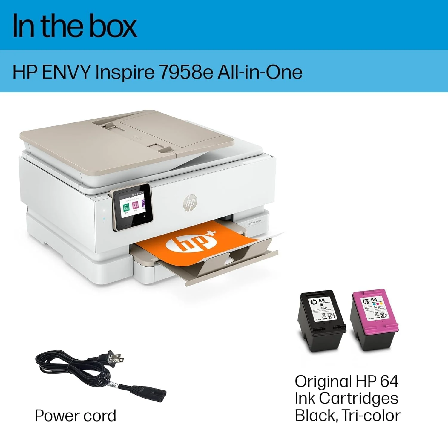 پرینتر جوهرافشان رنگی چندکاره بی سیم HP ENVY Inspire 7958e، چاپ، اسکن، کپی، چاپ دورو، بهترین برای خانه، 6 ماه جوهر رایگان (327A7A) پرینتر جوهرافشان رنگی چندکاره بی سیم HP ENVY Inspire 7958e، چاپ، اسکن، کپی، چاپ دورو، بهترین برای خانه، 6 ماه جوهر رایگان (327A7A)
