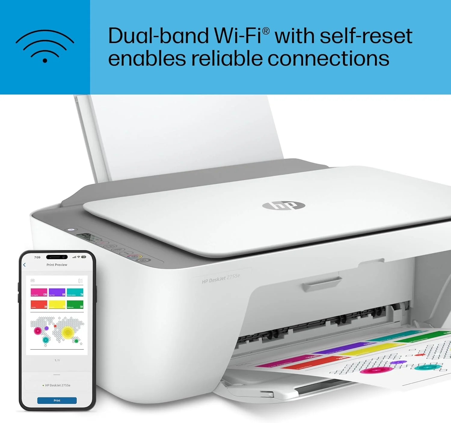 پرینتر جوهرافشان رنگی بی سیم HP DeskJet 2755e، چاپ، اسکن، کپی، راه اندازی آسان، چاپ موبایل، بهترین برای خانه، 3 ماه اشتراک Instant Ink، سفید پرینتر جوهرافشان رنگی بی سیم HP DeskJet 2755e، چاپ، اسکن، کپی، راه اندازی آسان، چاپ موبایل، بهترین برای خانه، 3 ماه اشتراک Instant Ink، سفید