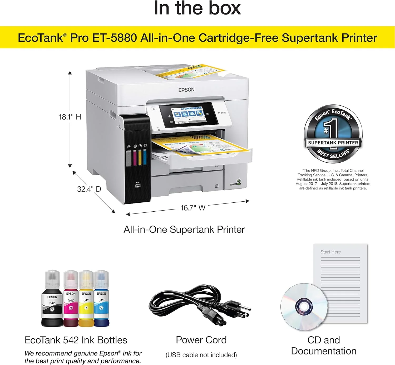 پرینتر جوهرافشان چندکاره رنگی اپسون EcoTank Pro ET-5880 با قابلیت اتصال بیسیم، اسکنر، کپی، فکس، اترنت و PCL/Postscript، سفید پرینتر جوهرافشان چندکاره رنگی اپسون EcoTank Pro ET-5880 با قابلیت اتصال بیسیم، اسکنر، کپی، فکس، اترنت و PCL/Postscript، سفید