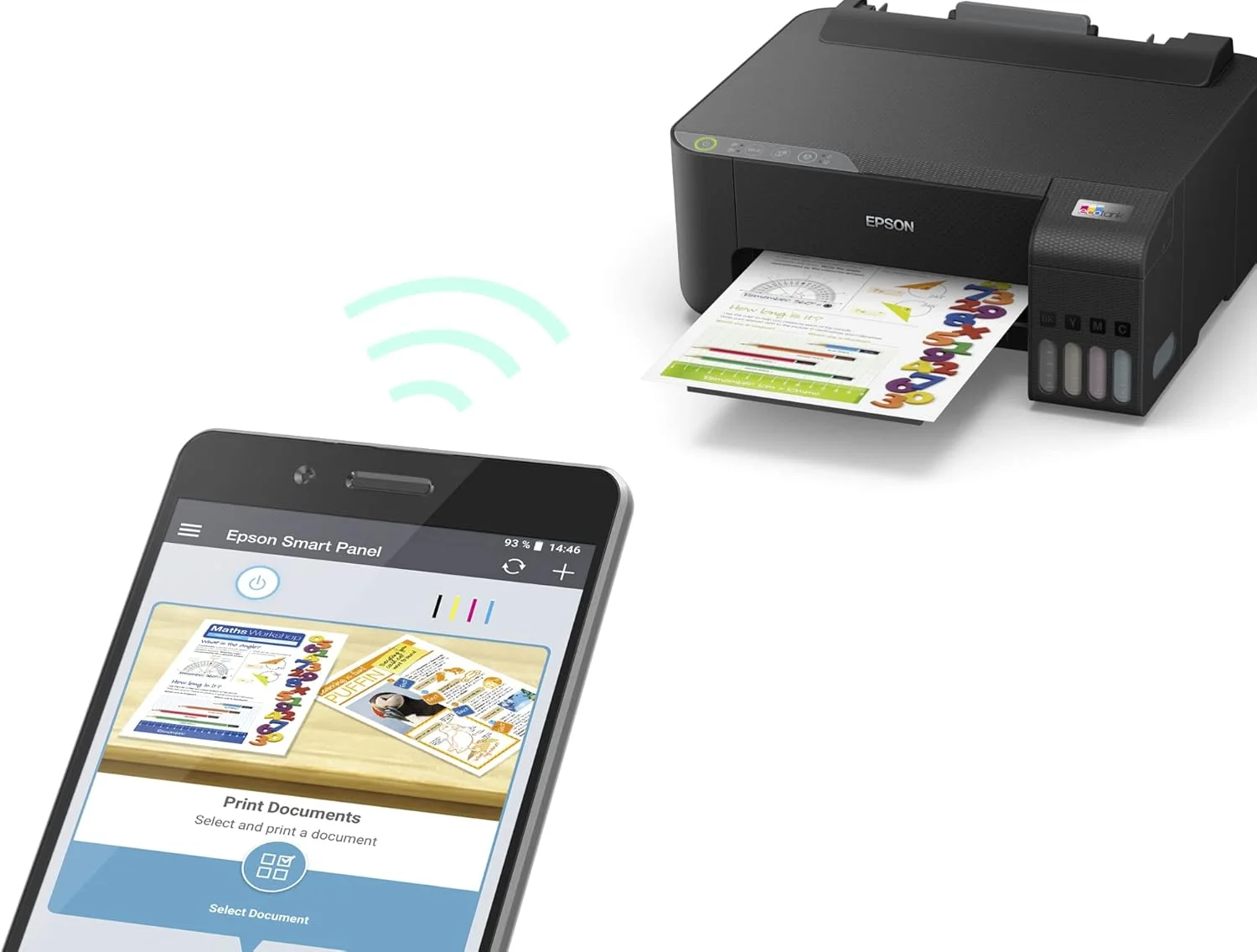 پرینتر مخزن جوهر خانگی اپسون EcoTank L1250 A4 با قابلیت اتصال WiFi و برنامه SmartPanel، مشکی، جمع و جور پرینتر مخزن جوهر خانگی اپسون EcoTank L1250 A4 با قابلیت اتصال WiFi و برنامه SmartPanel، مشکی، جمع و جور