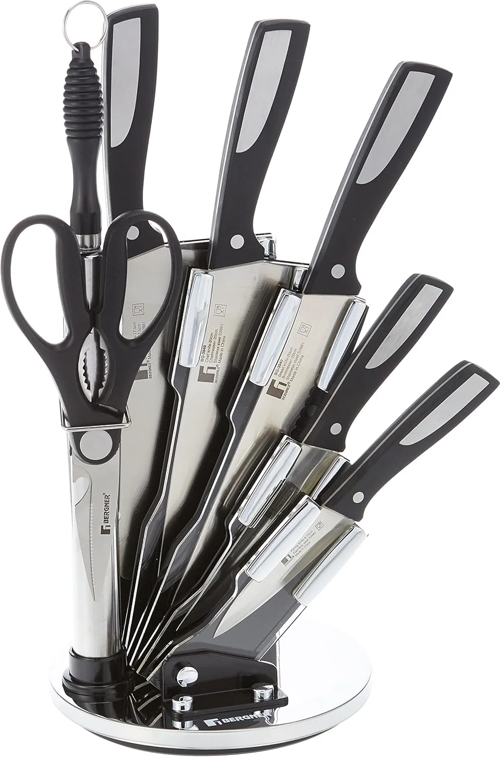 ست چاقوی 8 پارچه برگنر مدل Resa، استیل ضد زنگ، مشکی، BG3949 ست چاقوی 8 پارچه برگنر مدل Resa، استیل ضد زنگ، مشکی، BG3949