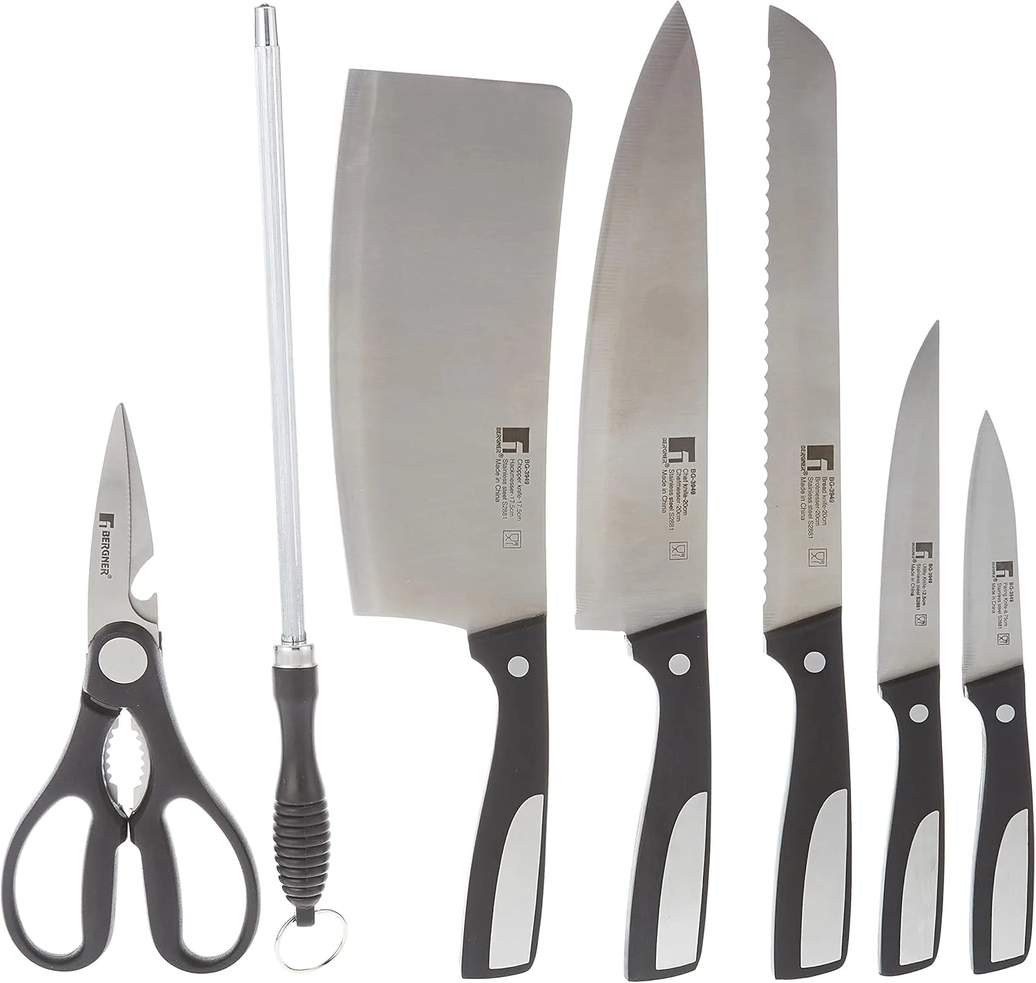 ست چاقوی 8 پارچه برگنر مدل Resa، استیل ضد زنگ، مشکی، BG3949 ست چاقوی 8 پارچه برگنر مدل Resa، استیل ضد زنگ، مشکی، BG3949