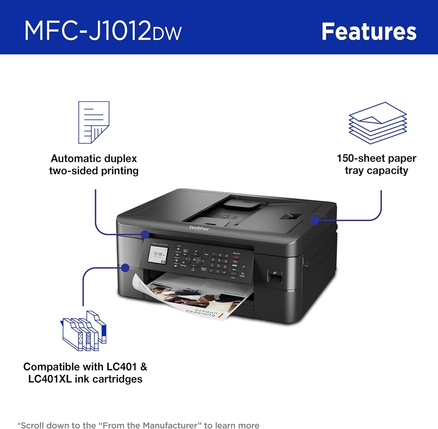 پرینتر جوهرافشان رنگی چندکاره بیسیم MFC-J1012DWI با قابلیت چاپ از موبایل و چاپ دورو پرینتر جوهرافشان رنگی چندکاره بیسیم MFC-J1012DWI با قابلیت چاپ از موبایل و چاپ دورو