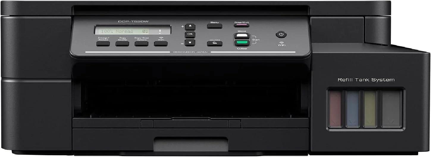 پرینتر جوهرافشان چندکاره بی‌سیم برادر مدل DCP-T520W، قابلیت چاپ و اسکن موبایل و ابری، بطری‌های با بازدهی بالا