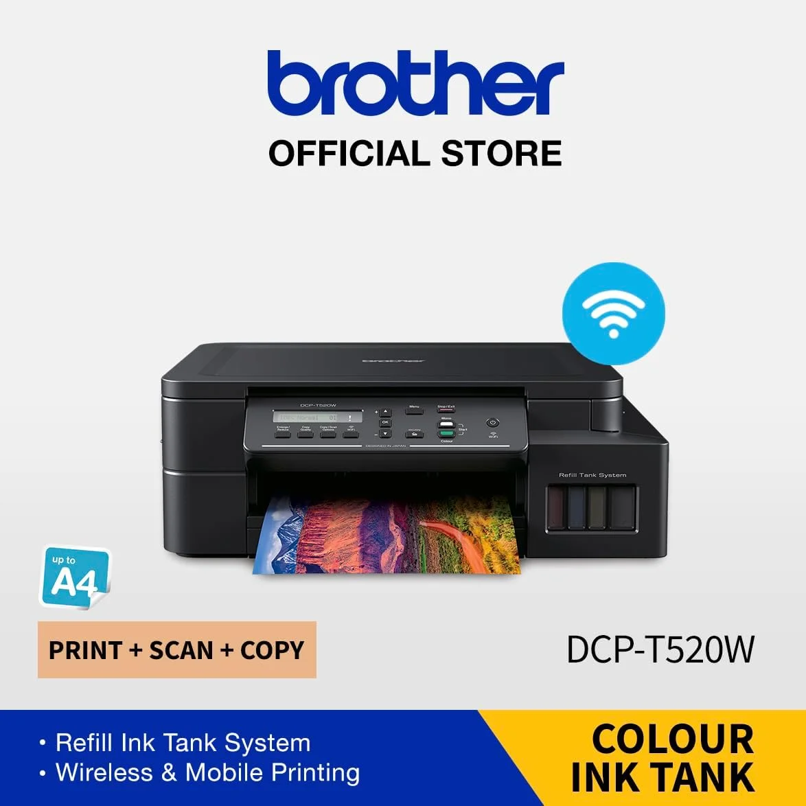 پرینتر جوهرافشان چندکاره بیسیم برادر مدل DCP-T520W، قابلیت چاپ و اسکن موبایل و ابری، بطریهای با بازدهی بالا پرینتر جوهرافشان چندکاره بیسیم برادر مدل DCP-T520W، قابلیت چاپ و اسکن موبایل و ابری، بطریهای با بازدهی بالا