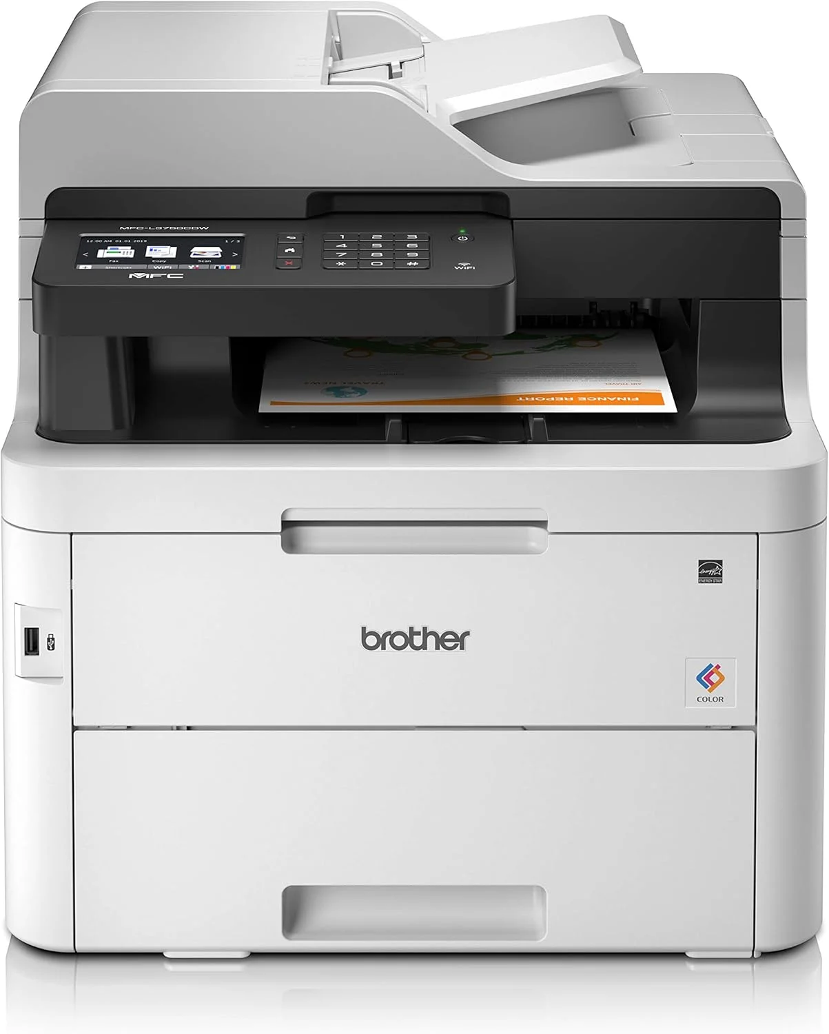 پرینتر لیزری رنگی برادر MFC-L3750CDW - همه کاره، بی سیم/USB 2.0، پرینتر/اسکنر/کپی/فکس، چاپ دو رو، پرینتر A4، پرینتر اداری کوچک/خانگی