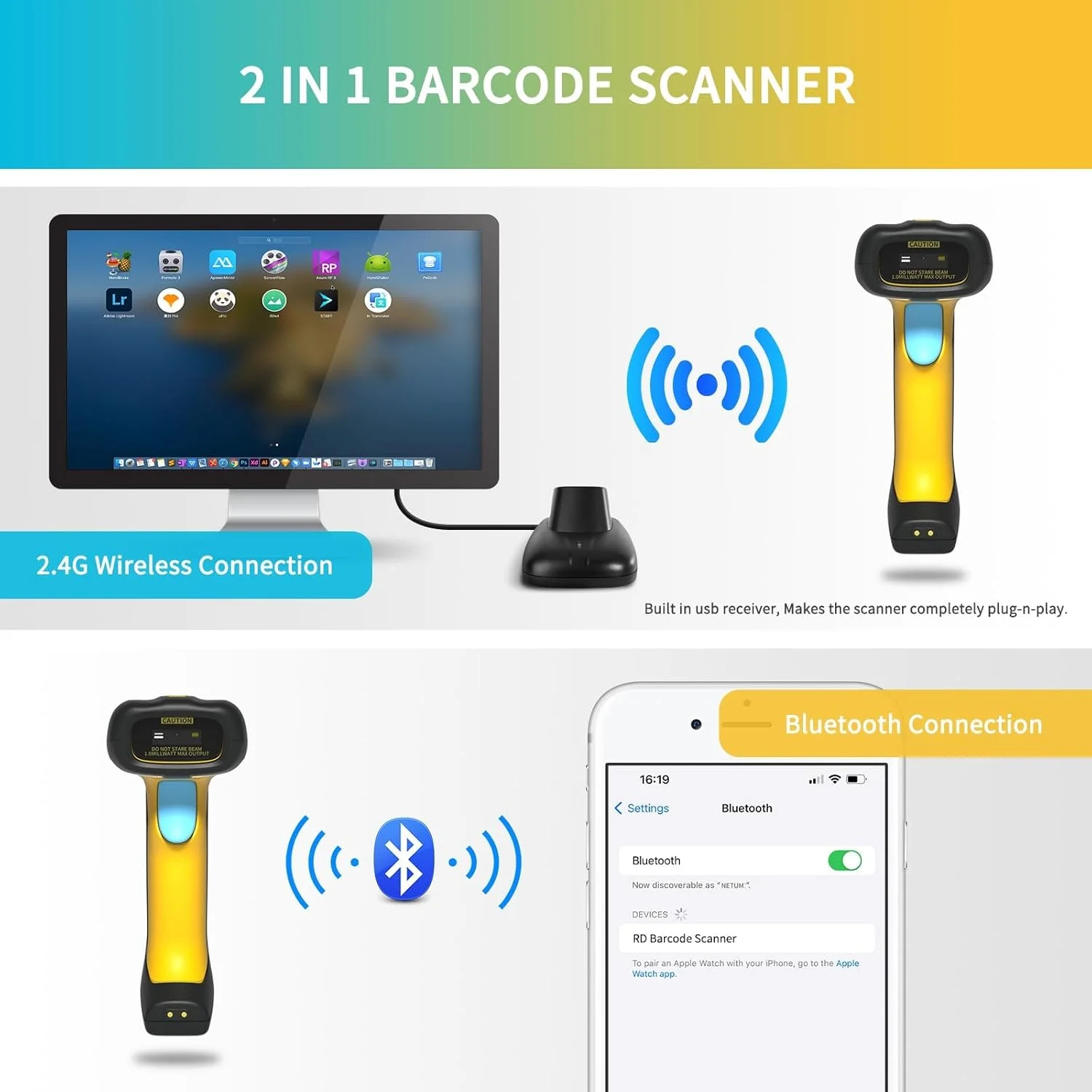 اسکنر بارکد بلوتوثی صنعتی QR ارتقا یافته NETUM با داک شارژ، بارکد خوان بی سیم 2D 1D با باتری 2600mAh، مقاوم در برابر ضربه، ضد گرد و غبار، هندزفری برای ویندوز، مک، اندروید، iOS (NT-1200) اسکنر بارکد بلوتوثی صنعتی QR ارتقا یافته NETUM با داک شارژ، بارکد خوان بی سیم 2D 1D با باتری 2600mAh، مقاوم در برابر ضربه، ضد گرد و غبار، هندزفری برای ویندوز، مک، اندروید، iOS (NT-1200)