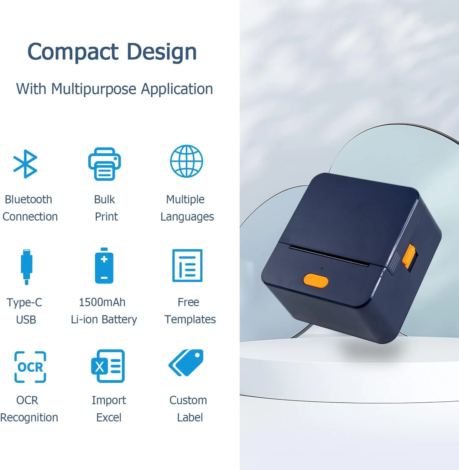 چاپگر لیبل زن کوچک NETUM P1 - چاپگر حرارتی بدون جوهر بلوتوث قابل حمل سازگار با اندروید و iOS برای بارکد خرده فروشی، پوشاک، پستی، کسب و کارهای کوچک (آبی) چاپگر لیبل زن کوچک NETUM P1 - چاپگر حرارتی بدون جوهر بلوتوث قابل حمل سازگار با اندروید و iOS برای بارکد خرده فروشی، پوشاک، پستی، کسب و کارهای کوچک (آبی)