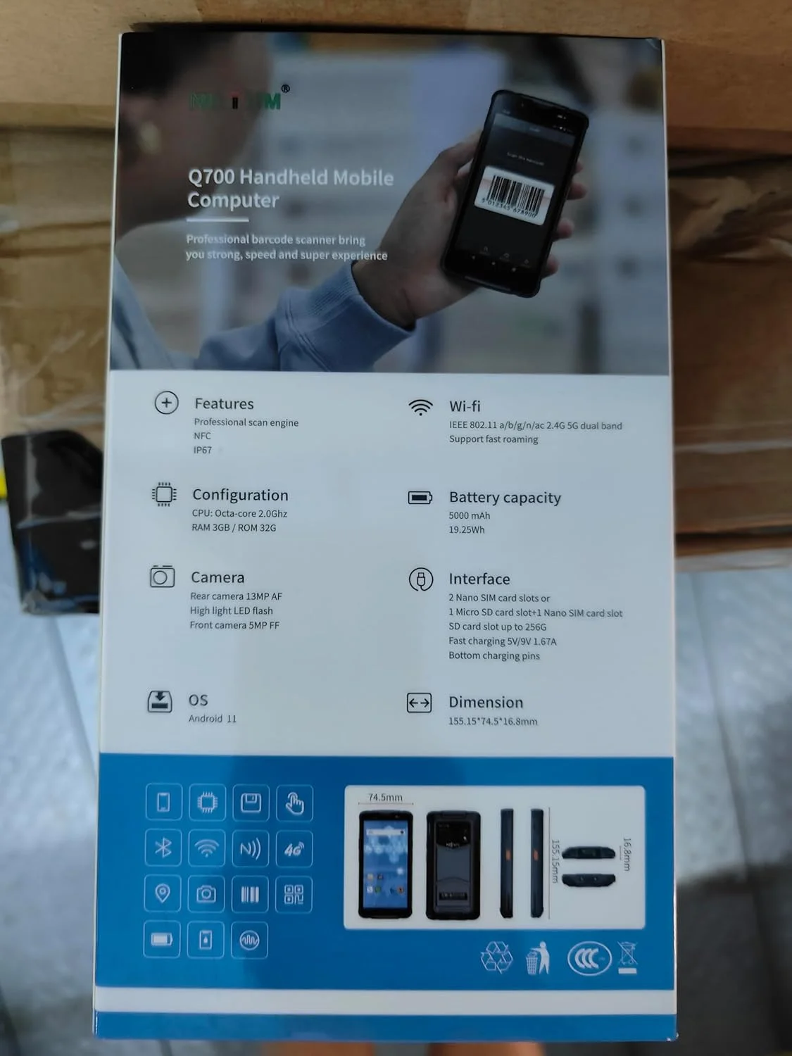 اسکنر بارکد دستی NETUM Android 11، کامپیوتر موبایل Q700 PDA قابل حمل، بارکد خوان 1D 2D Wi-Fi و 4G LTE، صفحه نمایش لمسی 5.5 اینچی برای خرده فروشی، انبار، لجستیک و مدیریت دارایی اسکنر بارکد دستی NETUM Android 11، کامپیوتر موبایل Q700 PDA قابل حمل، بارکد خوان 1D 2D Wi-Fi و 4G LTE، صفحه نمایش لمسی 5.5 اینچی برای خرده فروشی، انبار، لجستیک و مدیریت دارایی